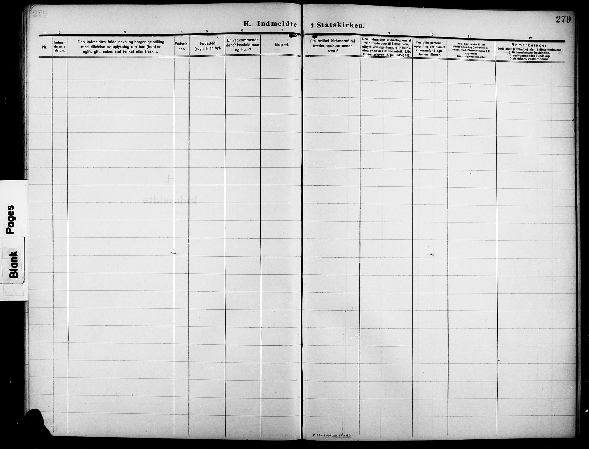 Lunner prestekontor, SAH/PREST-118/H/Ha/Hab/L0001: Parish register (copy) no. 1, 1909-1922, p. 279