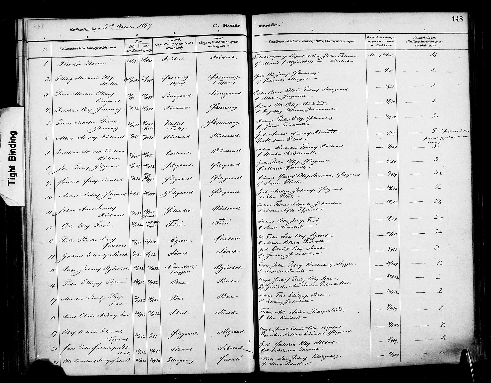 Ministerialprotokoller, klokkerbøker og fødselsregistre - Møre og Romsdal, SAT/A-1454/569/L0819: Parish register (official) no. 569A05, 1885-1899, p. 148