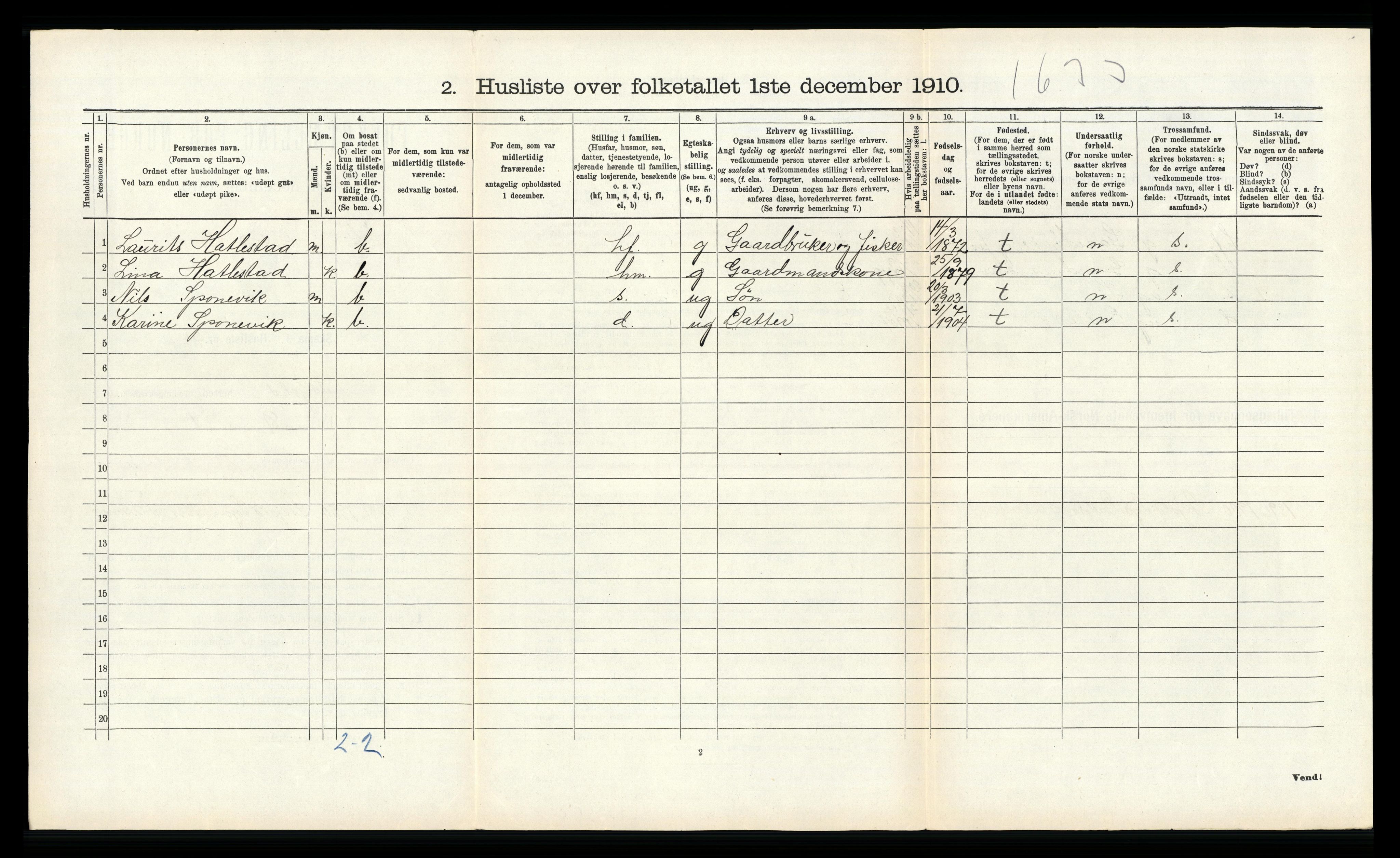 RA, 1910 census for Skjold, 1910, p. 711