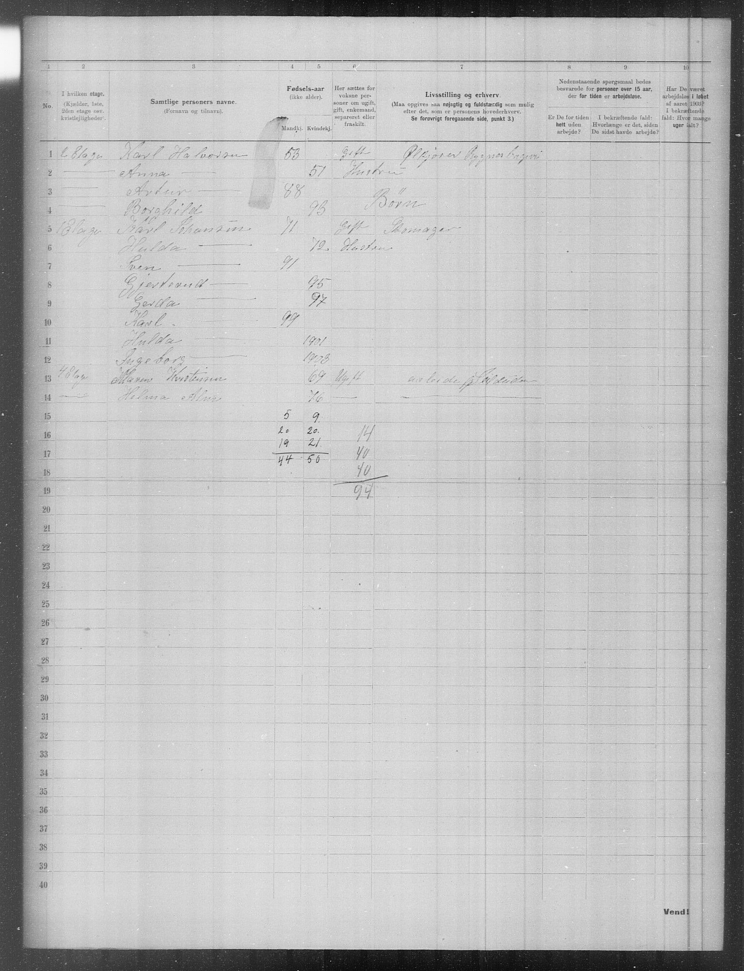 OBA, Municipal Census 1903 for Kristiania, 1903, p. 8046