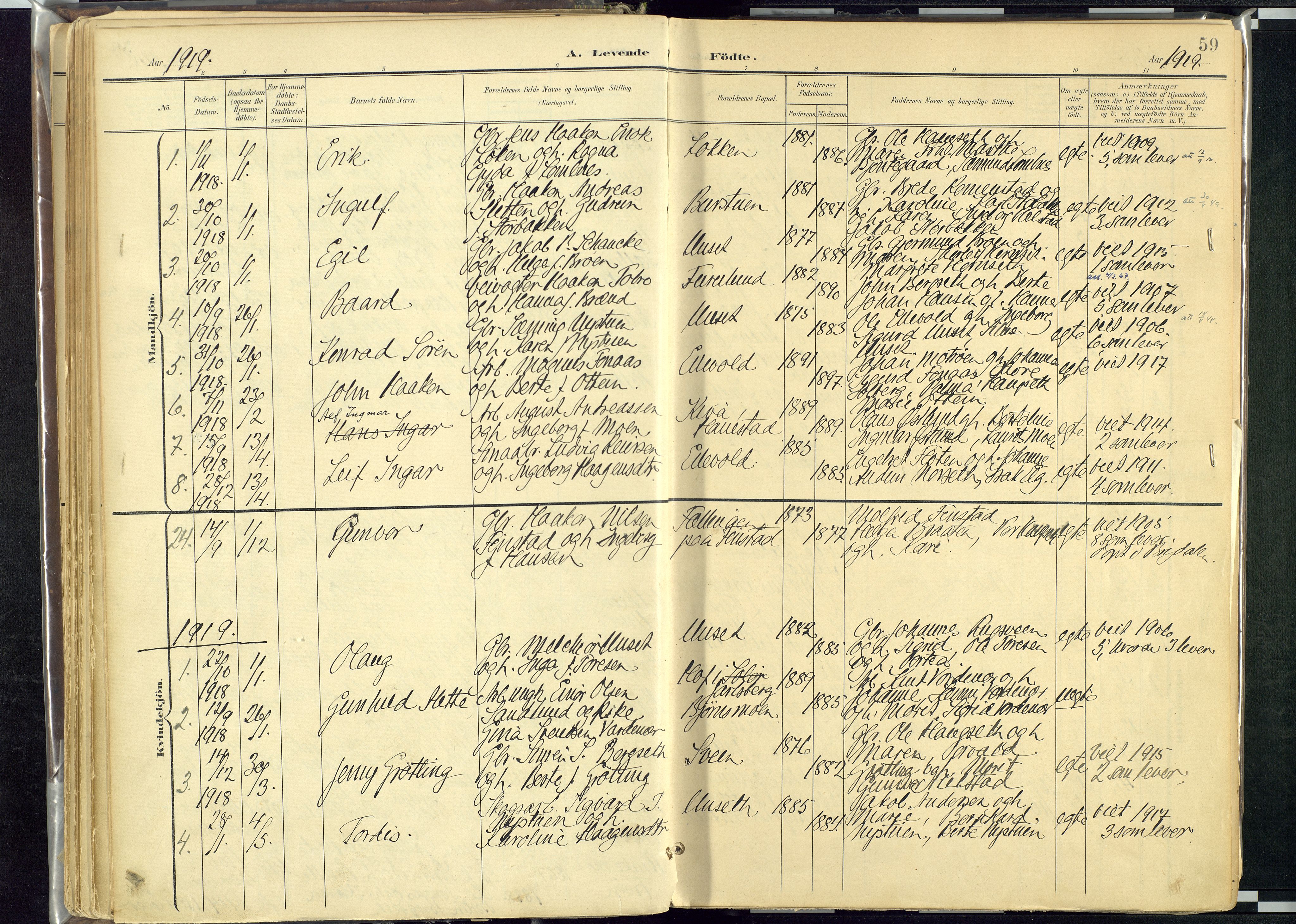 Rendalen prestekontor, SAH/PREST-054/H/Ha/Haa/L0012: Parish register (official) no. 12, 1901-1928, p. 59