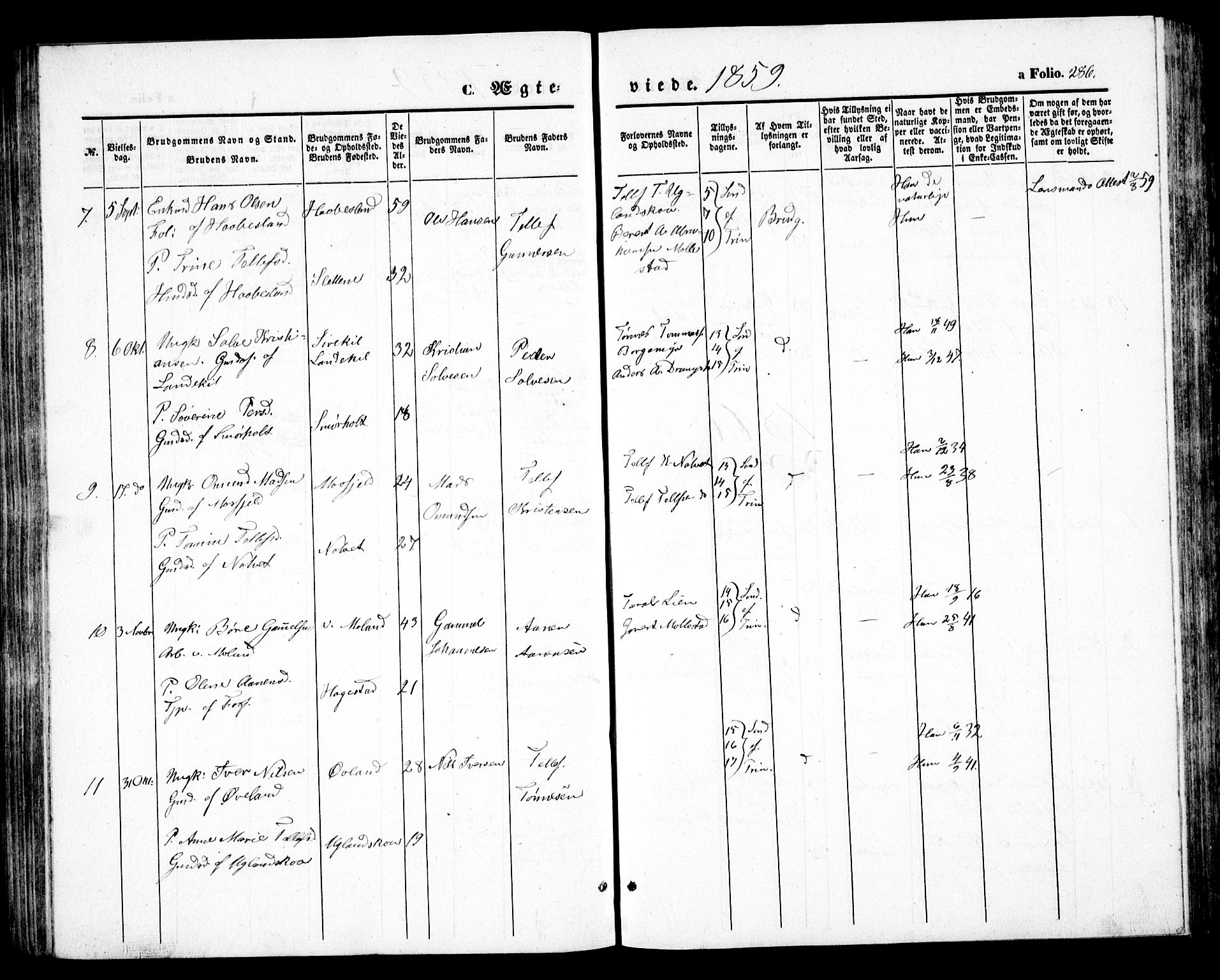 Birkenes sokneprestkontor, SAK/1111-0004/F/Fb/L0002: Parish register (copy) no. B 2, 1849-1876, p. 286