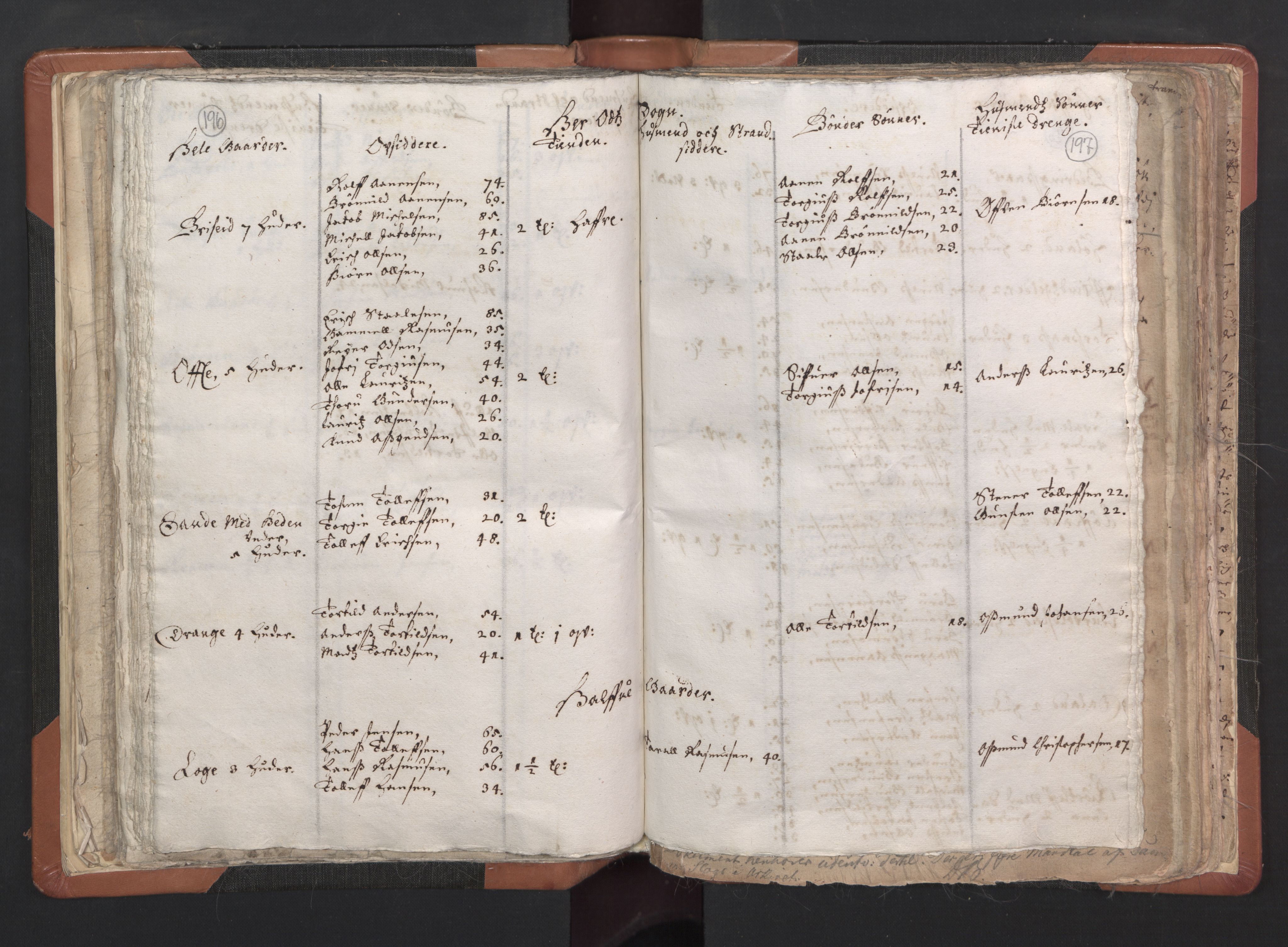 RA, Vicar's Census 1664-1666, no. 16: Lista deanery, 1664-1666, p. 196-197