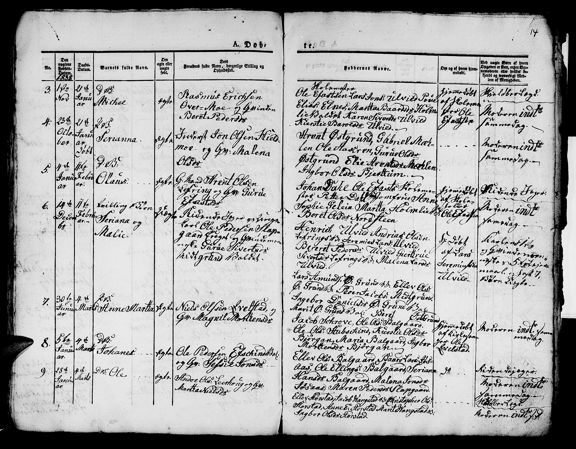 Ministerialprotokoller, klokkerbøker og fødselsregistre - Nord-Trøndelag, SAT/A-1458/724/L0266: Parish register (copy) no. 724C02, 1836-1843, p. 14