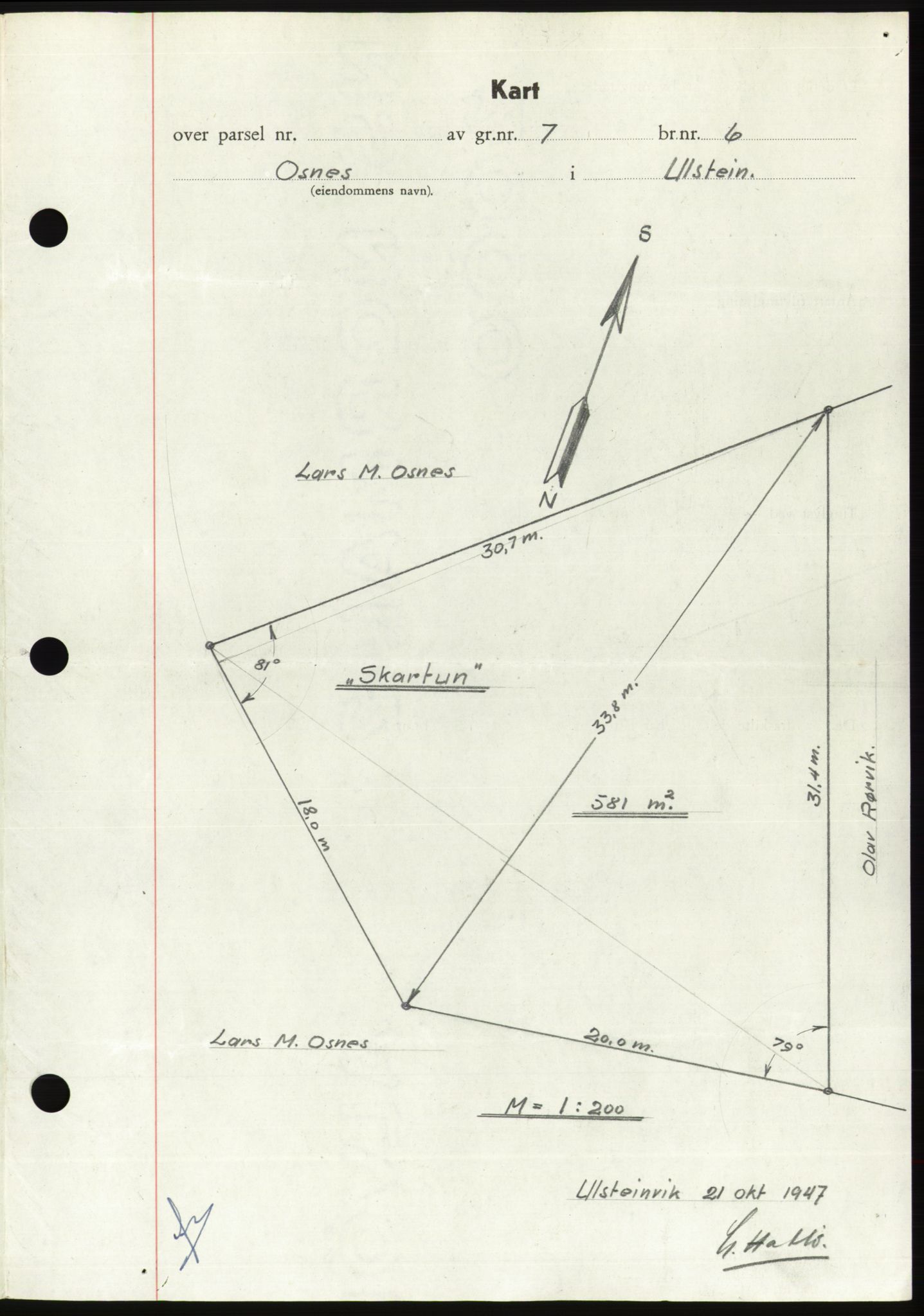 Søre Sunnmøre sorenskriveri, AV/SAT-A-4122/1/2/2C/L0081: Mortgage book no. 7A, 1947-1948, Diary no: : 1575/1947