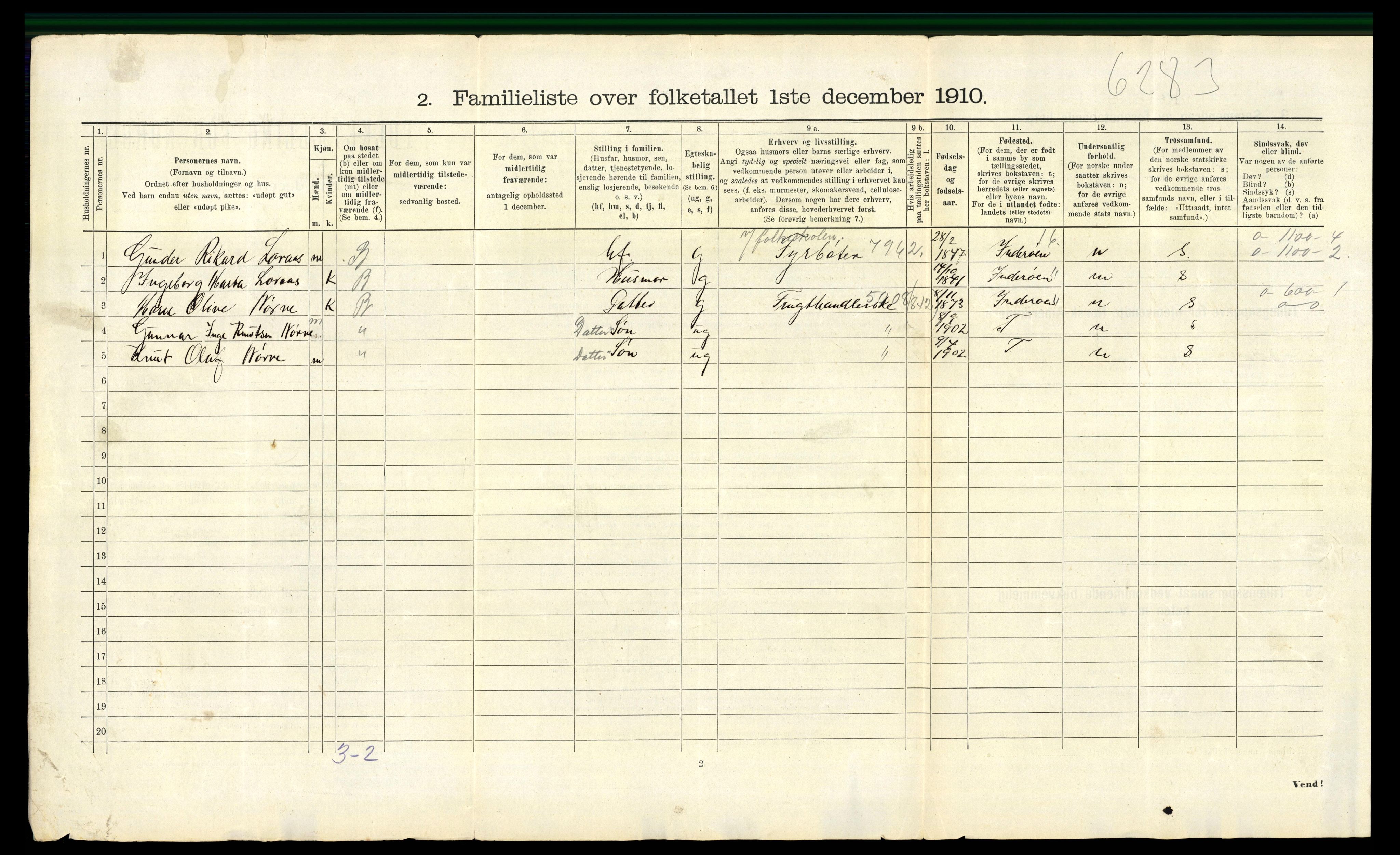 RA, 1910 census for Trondheim, 1910, p. 18714