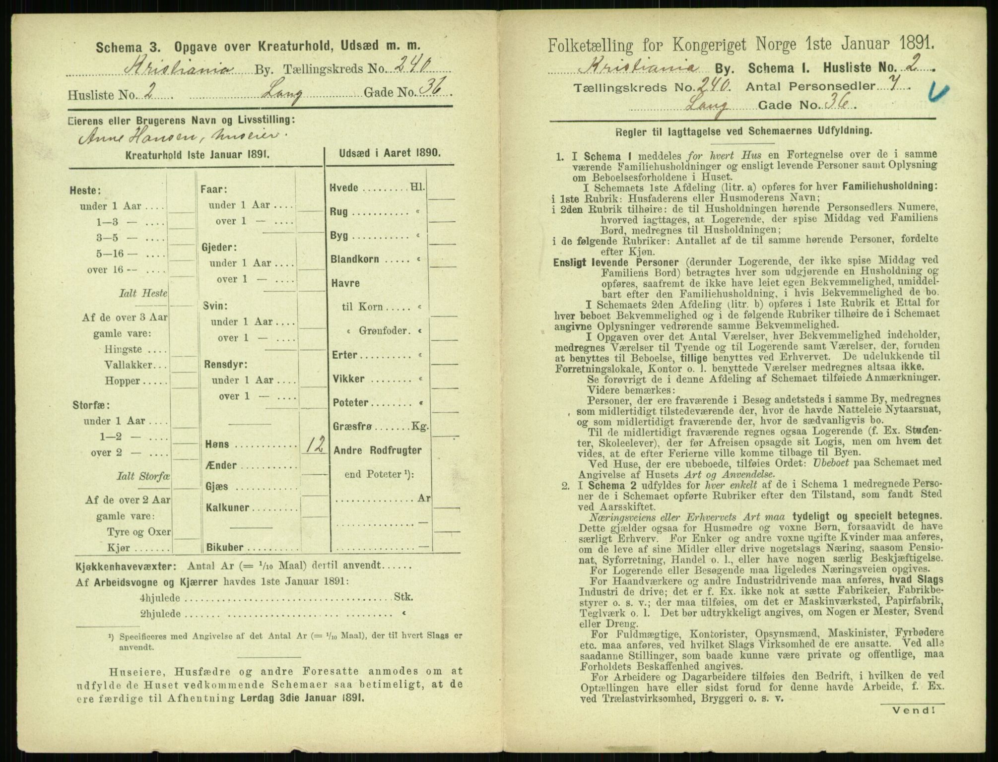 RA, 1891 census for 0301 Kristiania, 1891, p. 145825