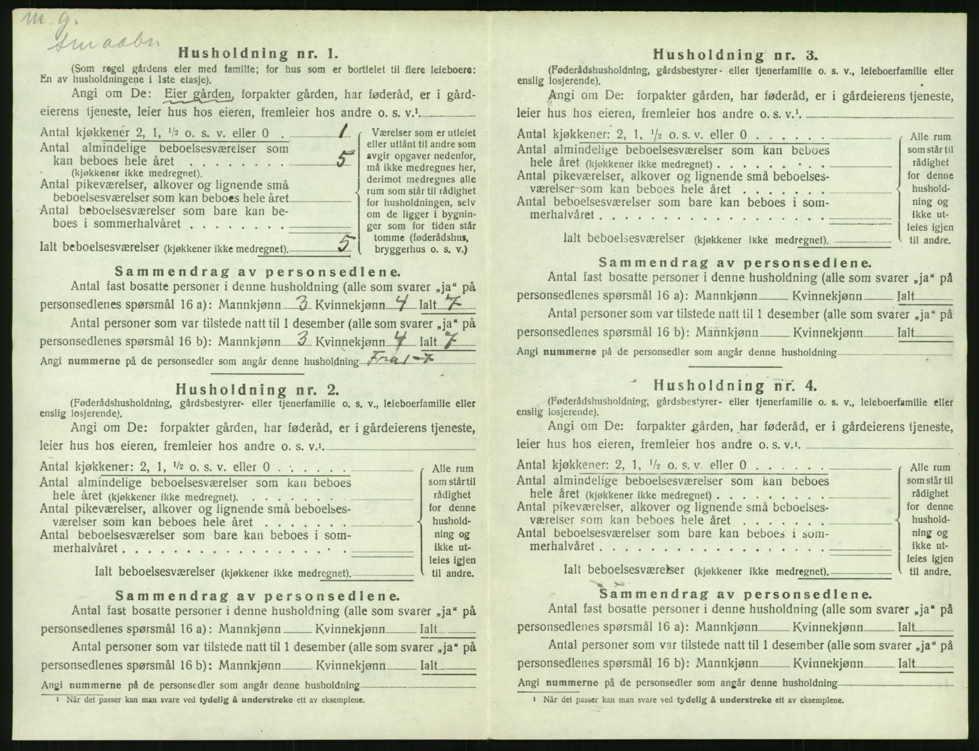 SAK, 1920 census for Austre Moland, 1920, p. 216