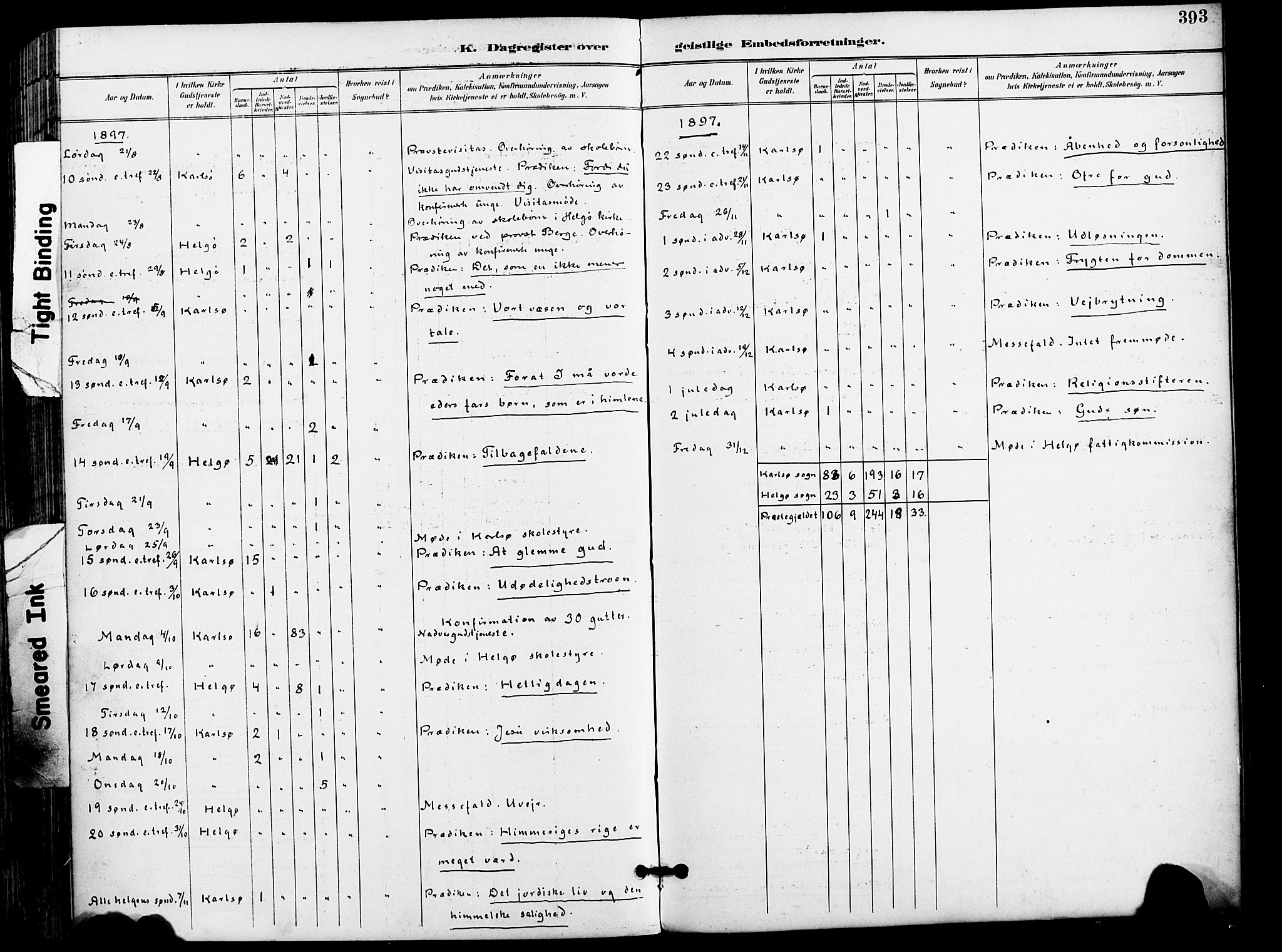 Karlsøy sokneprestembete, AV/SATØ-S-1299/H/Ha/Haa/L0007kirke: Parish register (official) no. 7, 1891-1902, p. 393