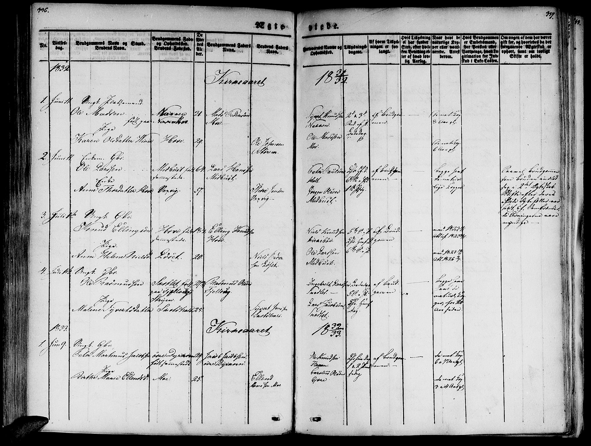 Ministerialprotokoller, klokkerbøker og fødselsregistre - Møre og Romsdal, AV/SAT-A-1454/520/L0274: Parish register (official) no. 520A04, 1827-1864, p. 336-337