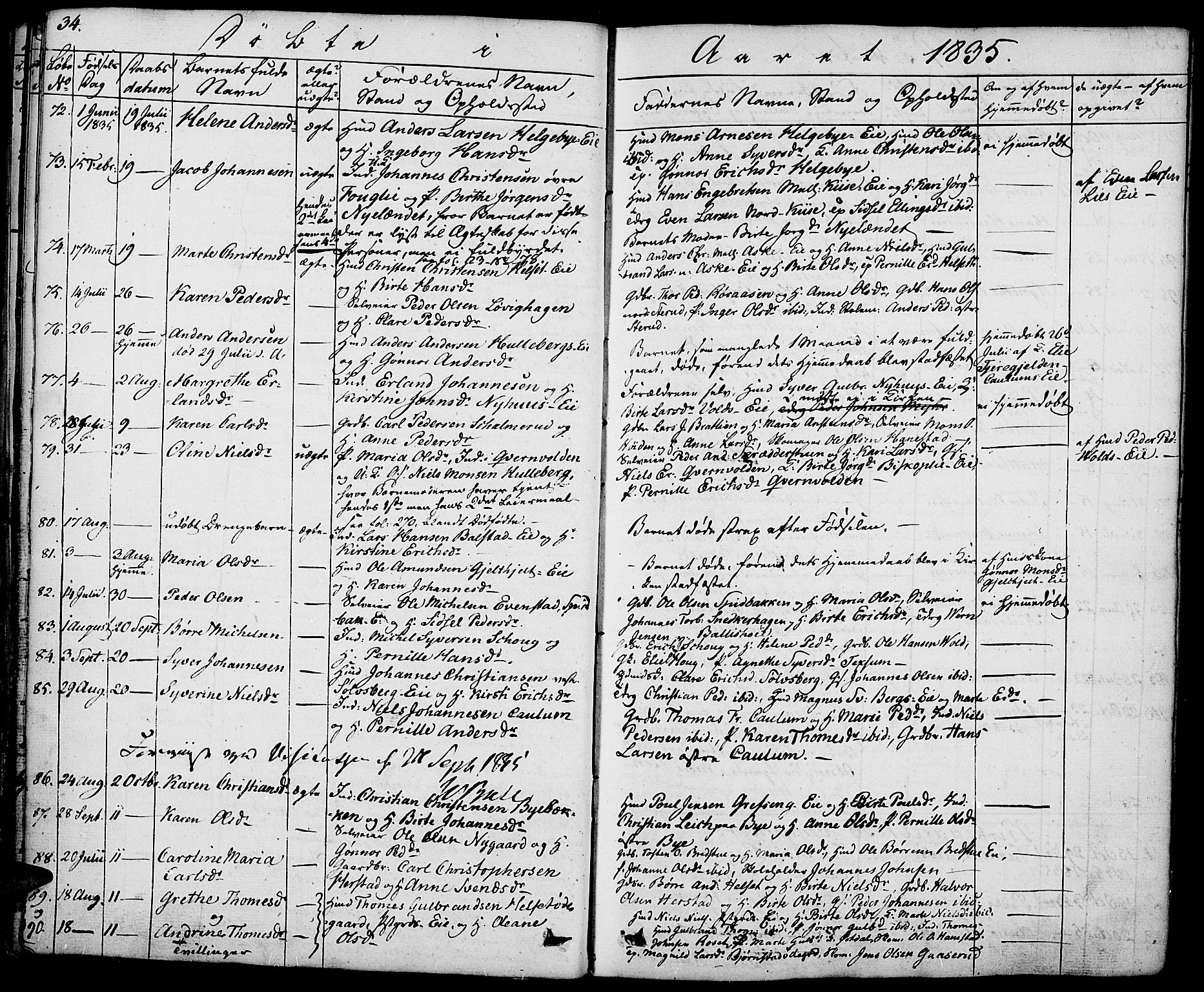 Nes prestekontor, Hedmark, AV/SAH-PREST-020/K/Ka/L0003: Parish register (official) no. 3, 1827-1851, p. 34