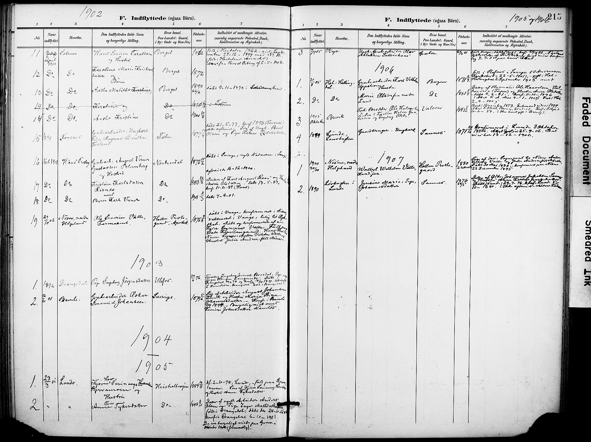 Holla kirkebøker, SAKO/A-272/F/Fa/L0010: Parish register (official) no. 10, 1897-1907, p. 215