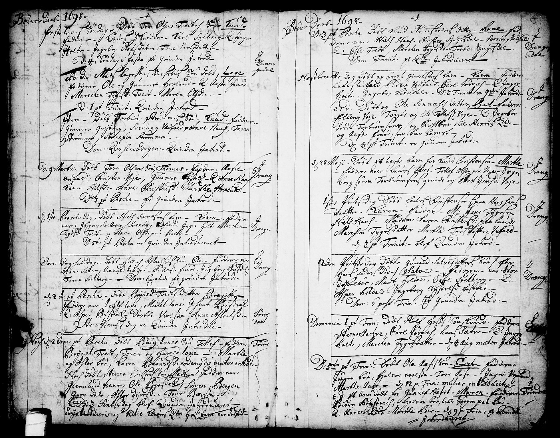 Drangedal kirkebøker, SAKO/A-258/F/Fa/L0001: Parish register (official) no. 1, 1697-1767, p. 4