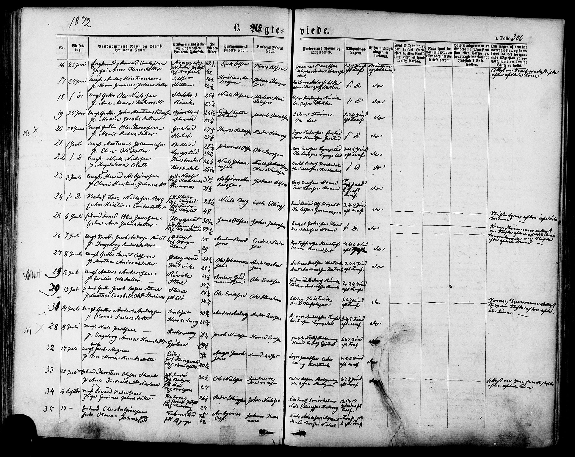 Ministerialprotokoller, klokkerbøker og fødselsregistre - Møre og Romsdal, SAT/A-1454/568/L0805: Parish register (official) no. 568A12 /1, 1869-1884, p. 306