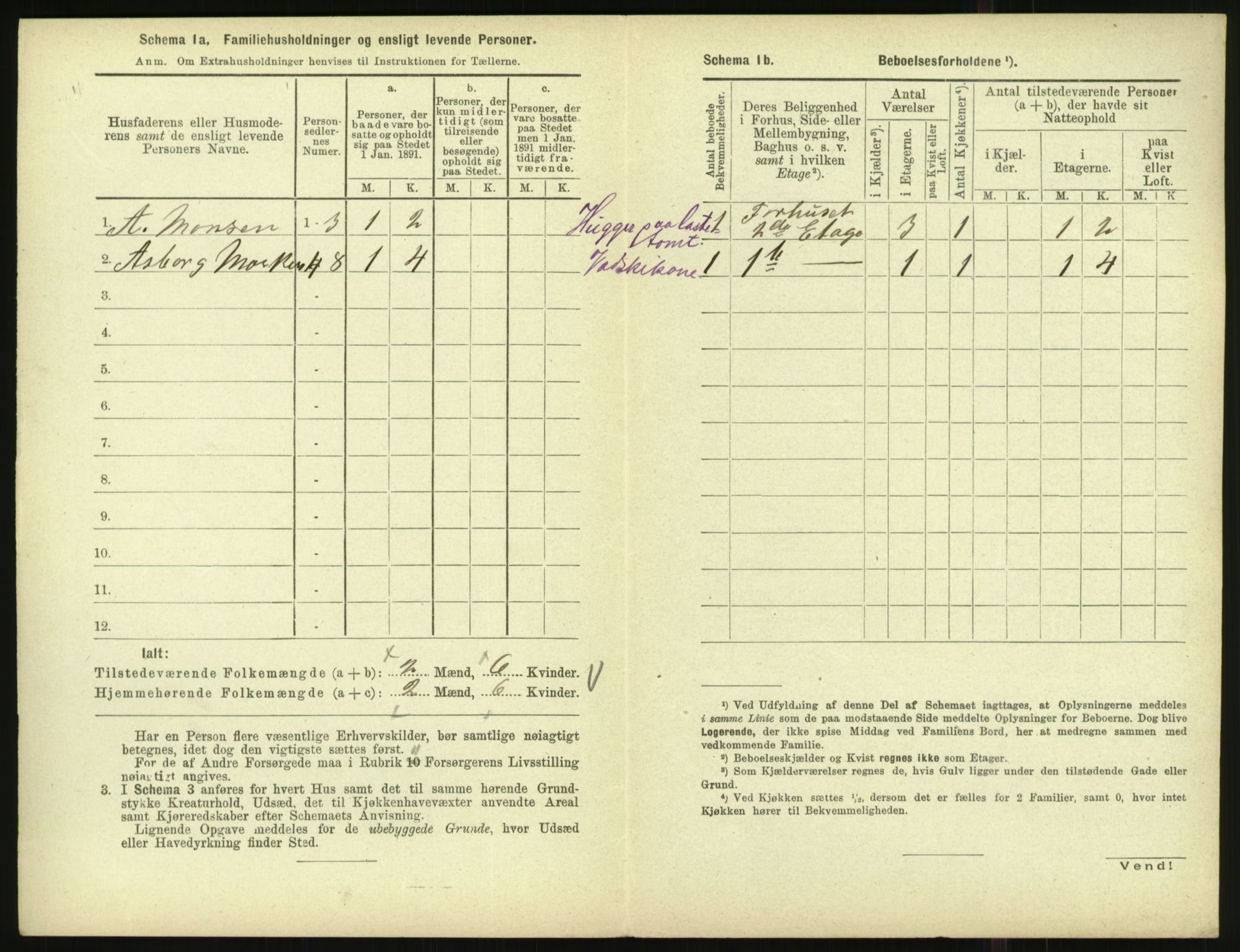 RA, 1891 census for 1001 Kristiansand, 1891, p. 1507