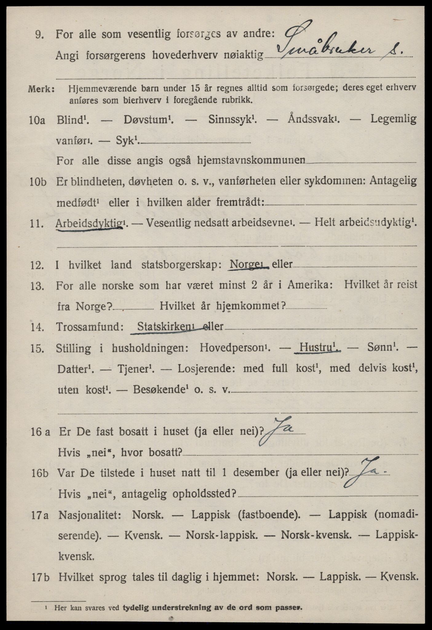 SAT, 1920 census for Ørland, 1920, p. 3394