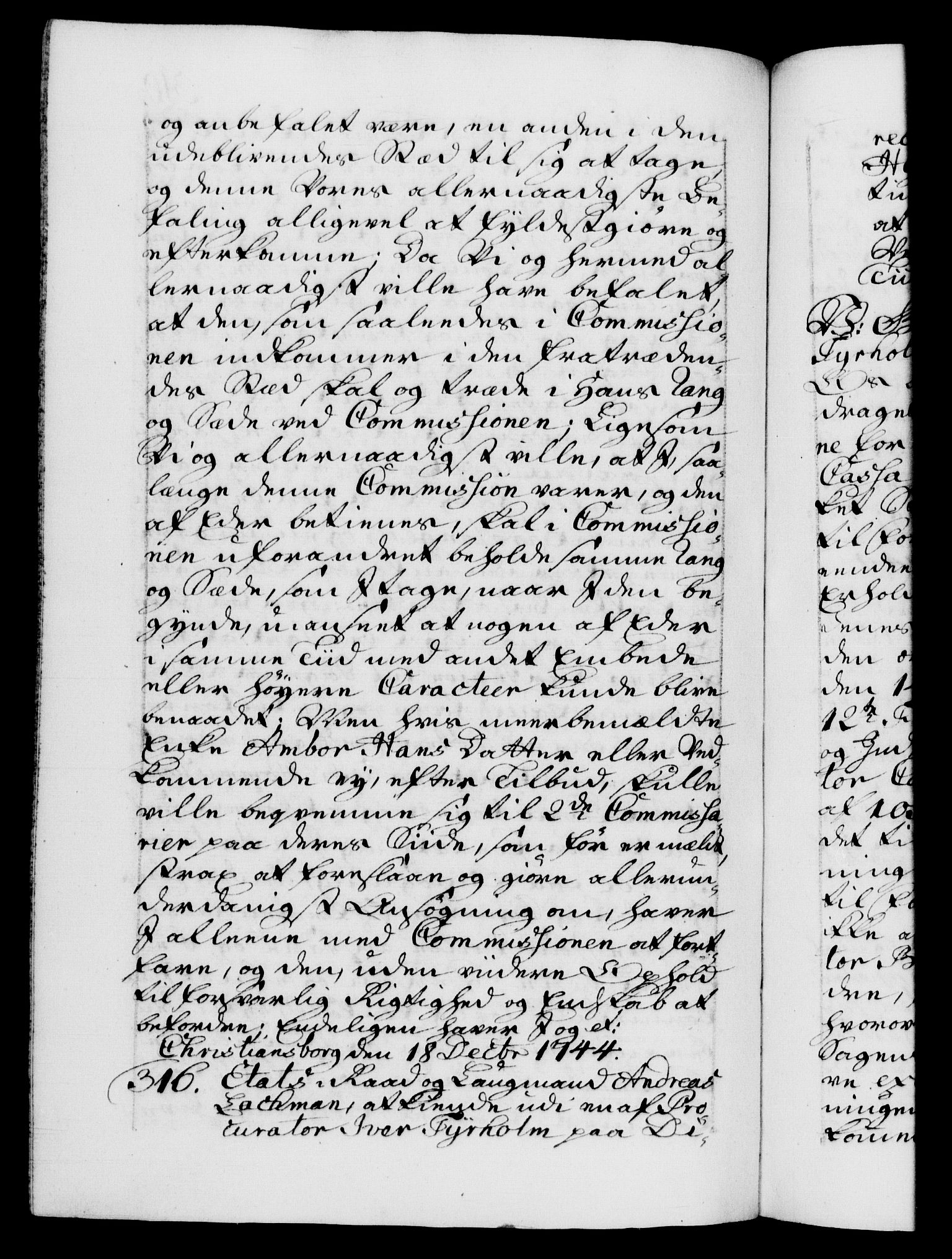 Danske Kanselli 1572-1799, AV/RA-EA-3023/F/Fc/Fca/Fcab/L0030: Norske tegnelser, 1744-1746, p. 310b