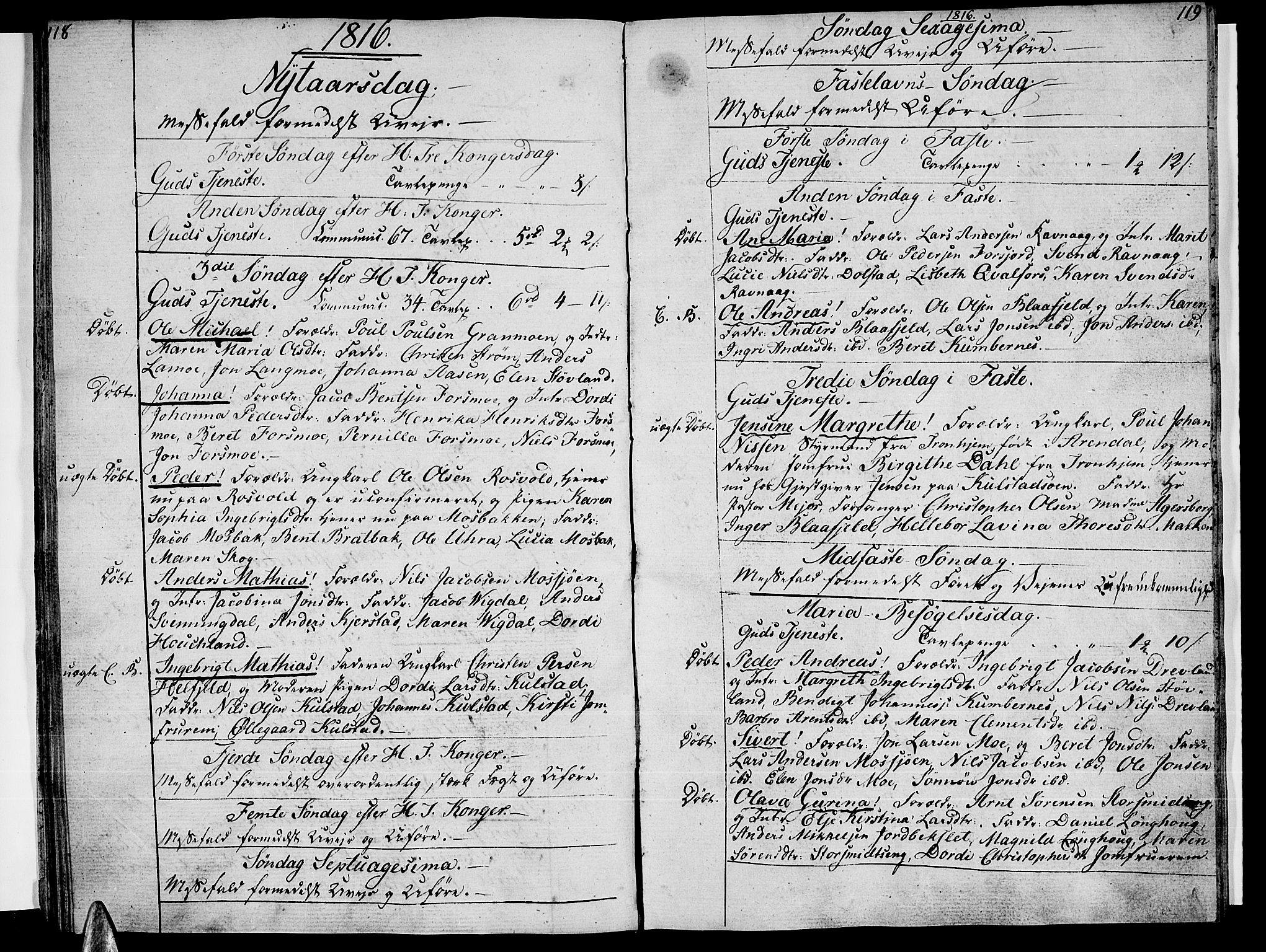 Ministerialprotokoller, klokkerbøker og fødselsregistre - Nordland, SAT/A-1459/820/L0287: Parish register (official) no. 820A08, 1800-1819, p. 118-119