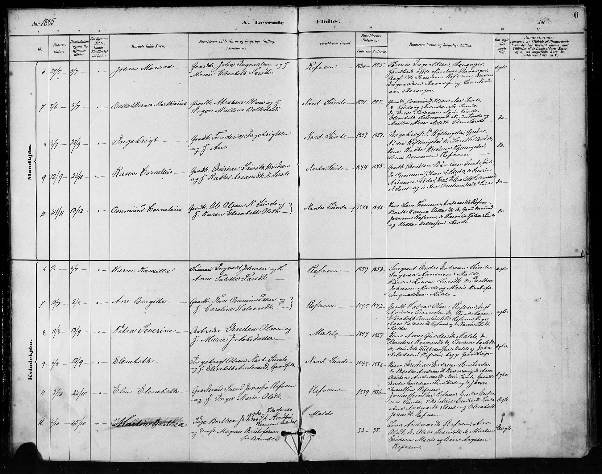 Håland sokneprestkontor, AV/SAST-A-101802/001/30BA/L0011: Parish register (official) no. A 10, 1883-1900, p. 6