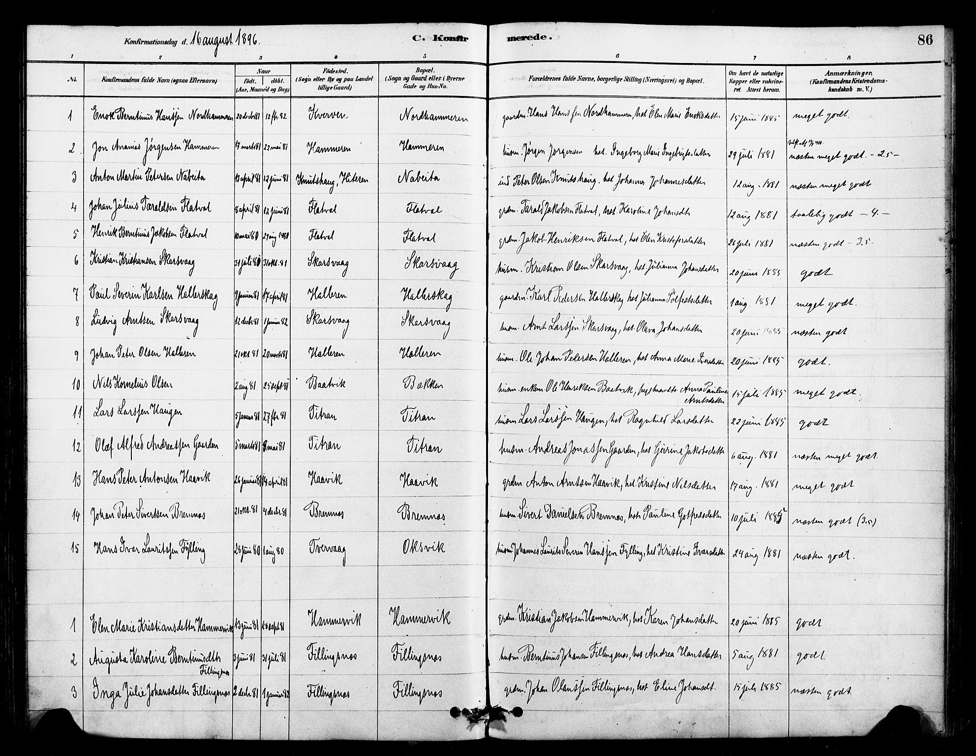Ministerialprotokoller, klokkerbøker og fødselsregistre - Sør-Trøndelag, SAT/A-1456/641/L0595: Parish register (official) no. 641A01, 1882-1897, p. 86
