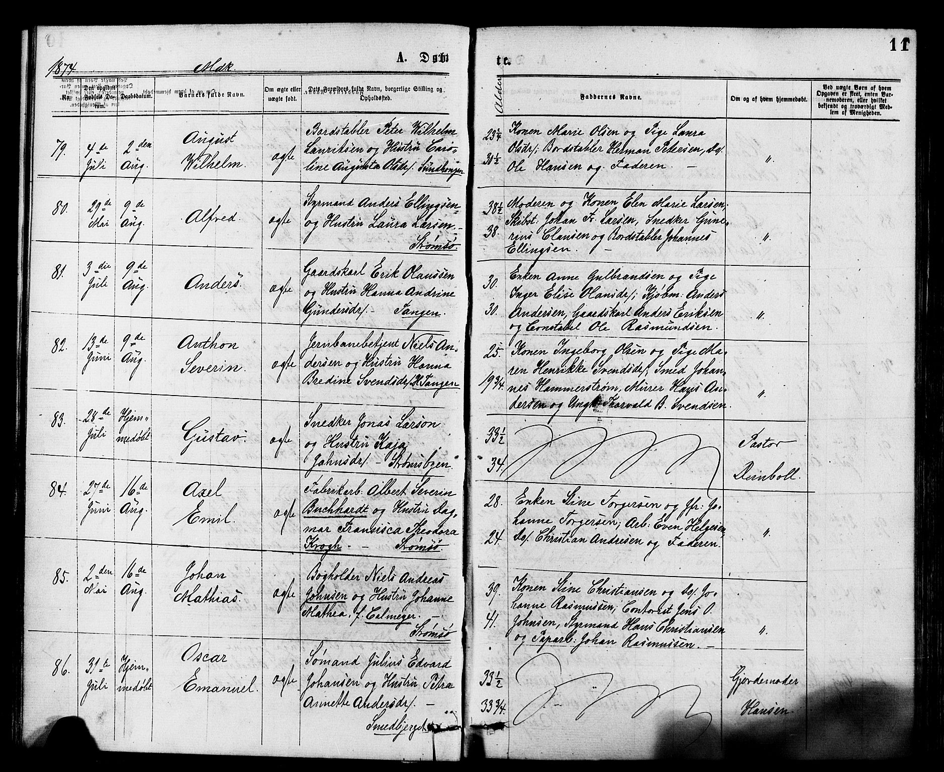 Strømsø kirkebøker, AV/SAKO-A-246/F/Fa/L0019: Parish register (official) no. I 19, 1874-1877, p. 11