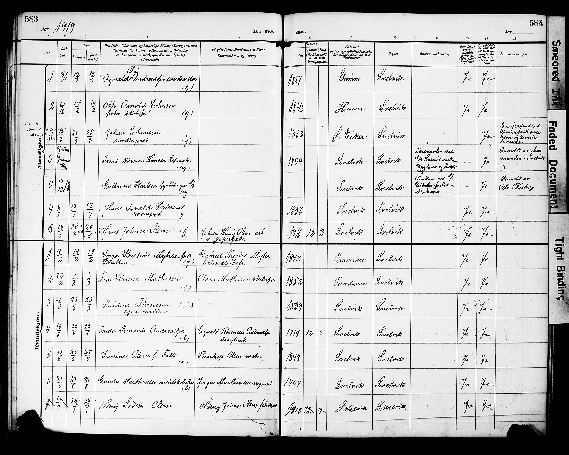 Strømm kirkebøker, AV/SAKO-A-322/G/Gb/L0002: Parish register (copy) no. II 2, 1897-1928, p. 583-584