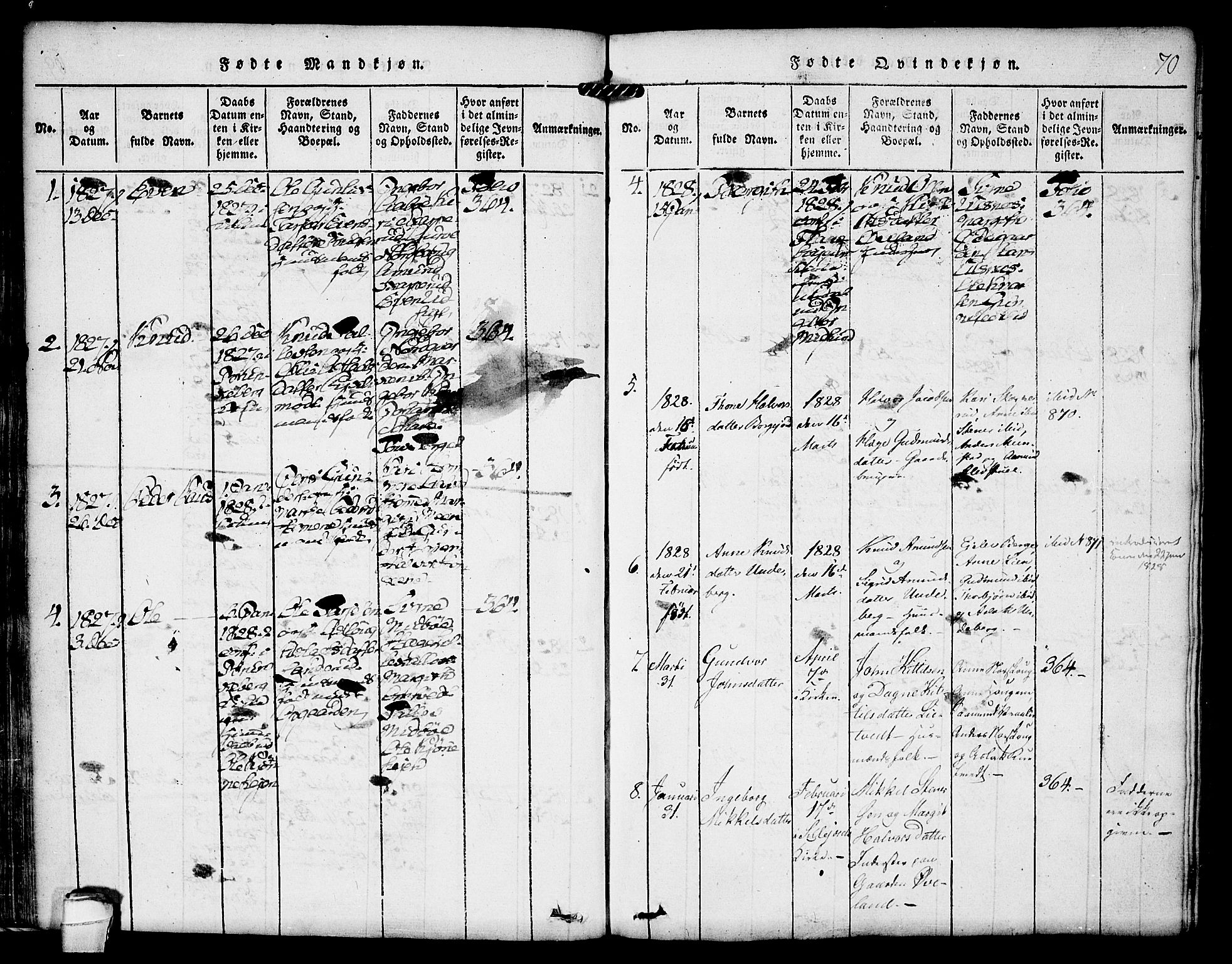 Kviteseid kirkebøker, SAKO/A-276/F/Fa/L0005: Parish register (official) no. I 5, 1815-1836, p. 70