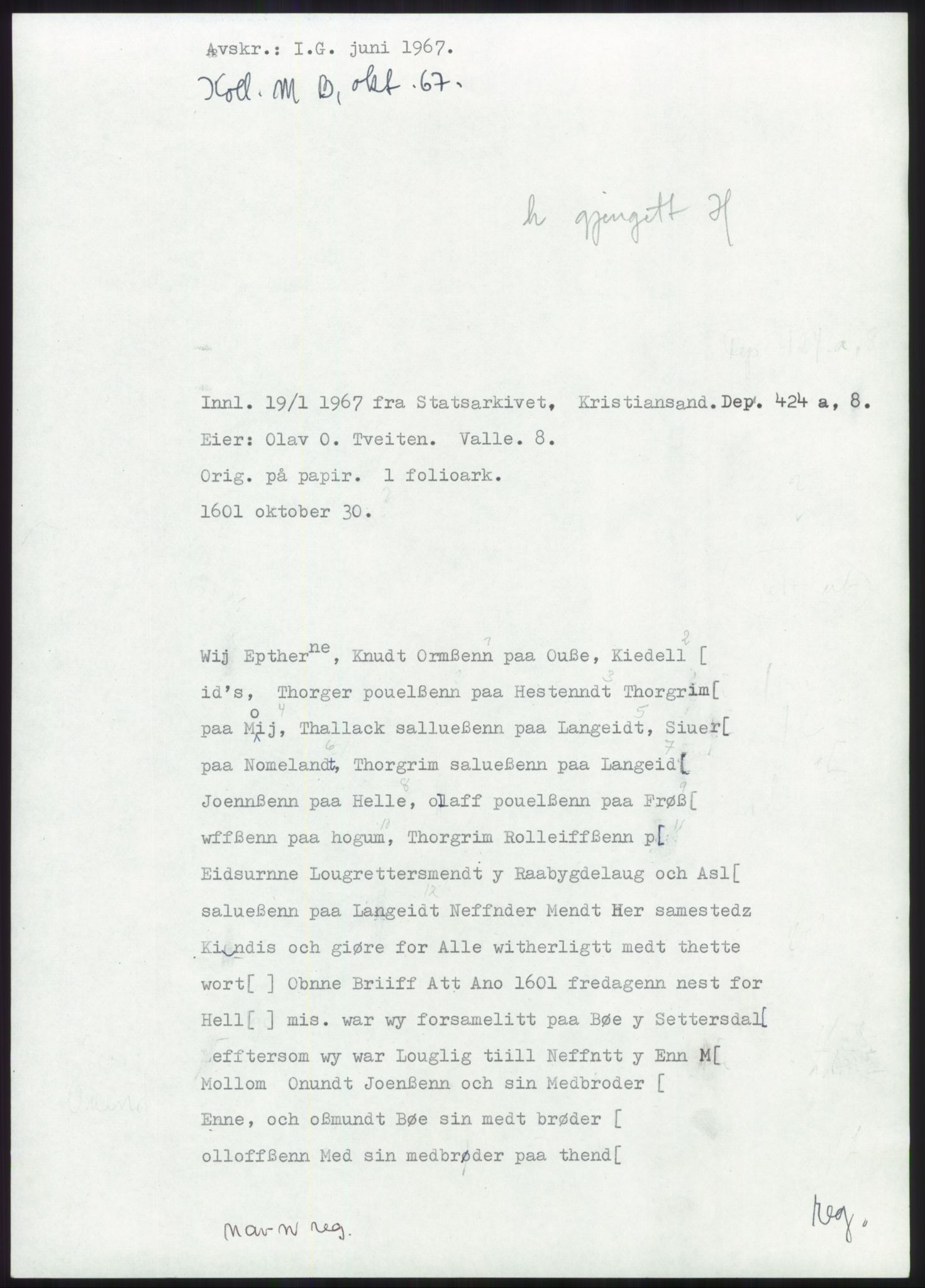 Samlinger til kildeutgivelse, Diplomavskriftsamlingen, RA/EA-4053/H/Ha, p. 16