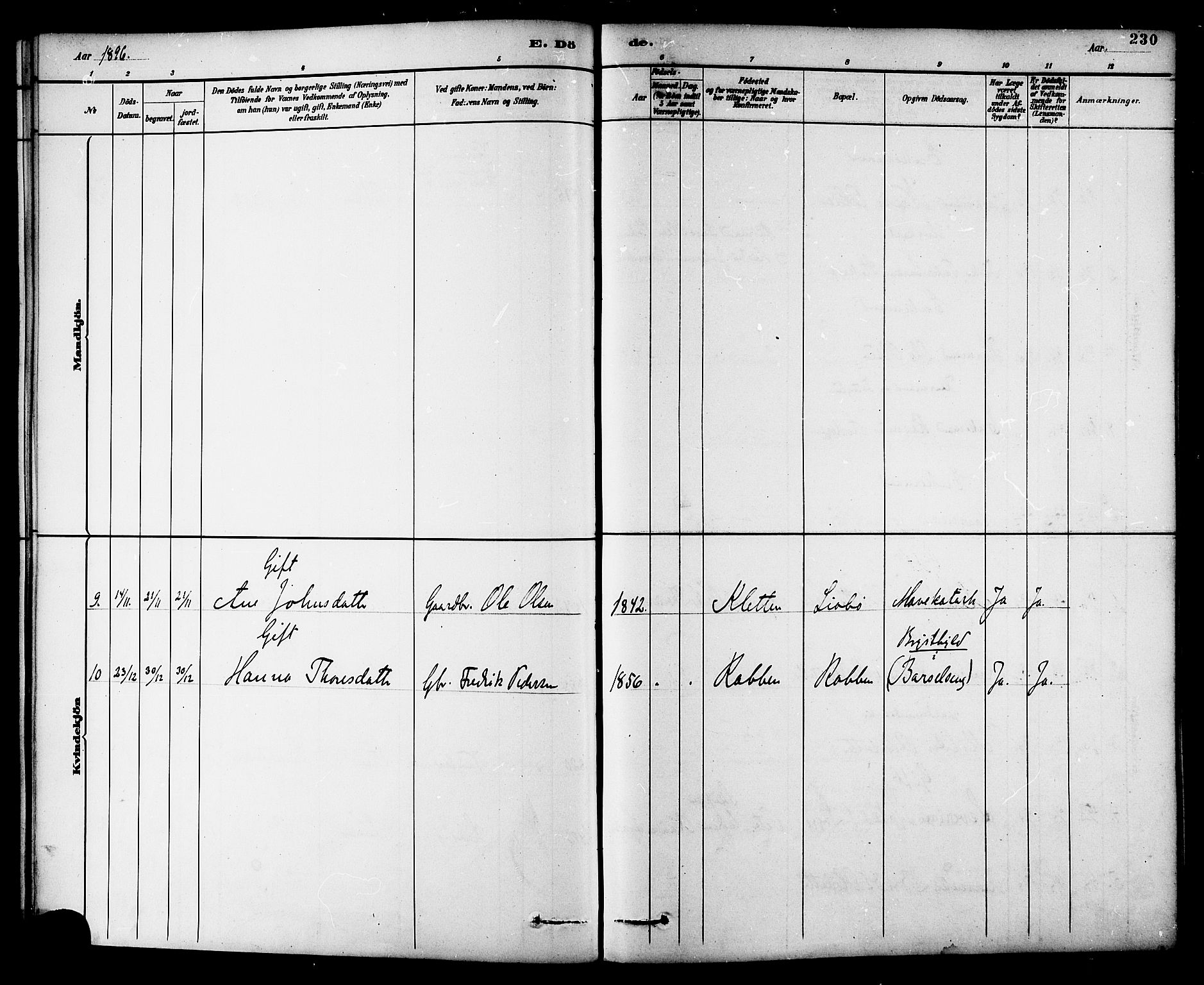 Ministerialprotokoller, klokkerbøker og fødselsregistre - Møre og Romsdal, SAT/A-1454/576/L0885: Parish register (official) no. 576A03, 1880-1898, p. 230