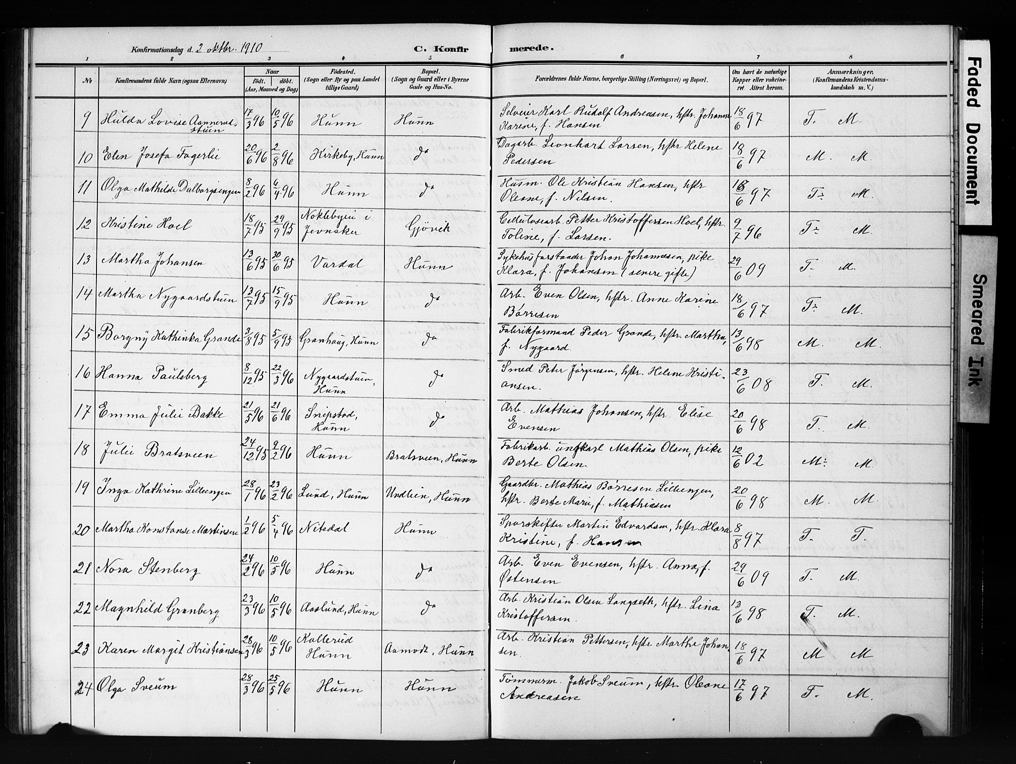 Vardal prestekontor, AV/SAH-PREST-100/H/Ha/Hab/L0013: Parish register (copy) no. 13, 1904-1915