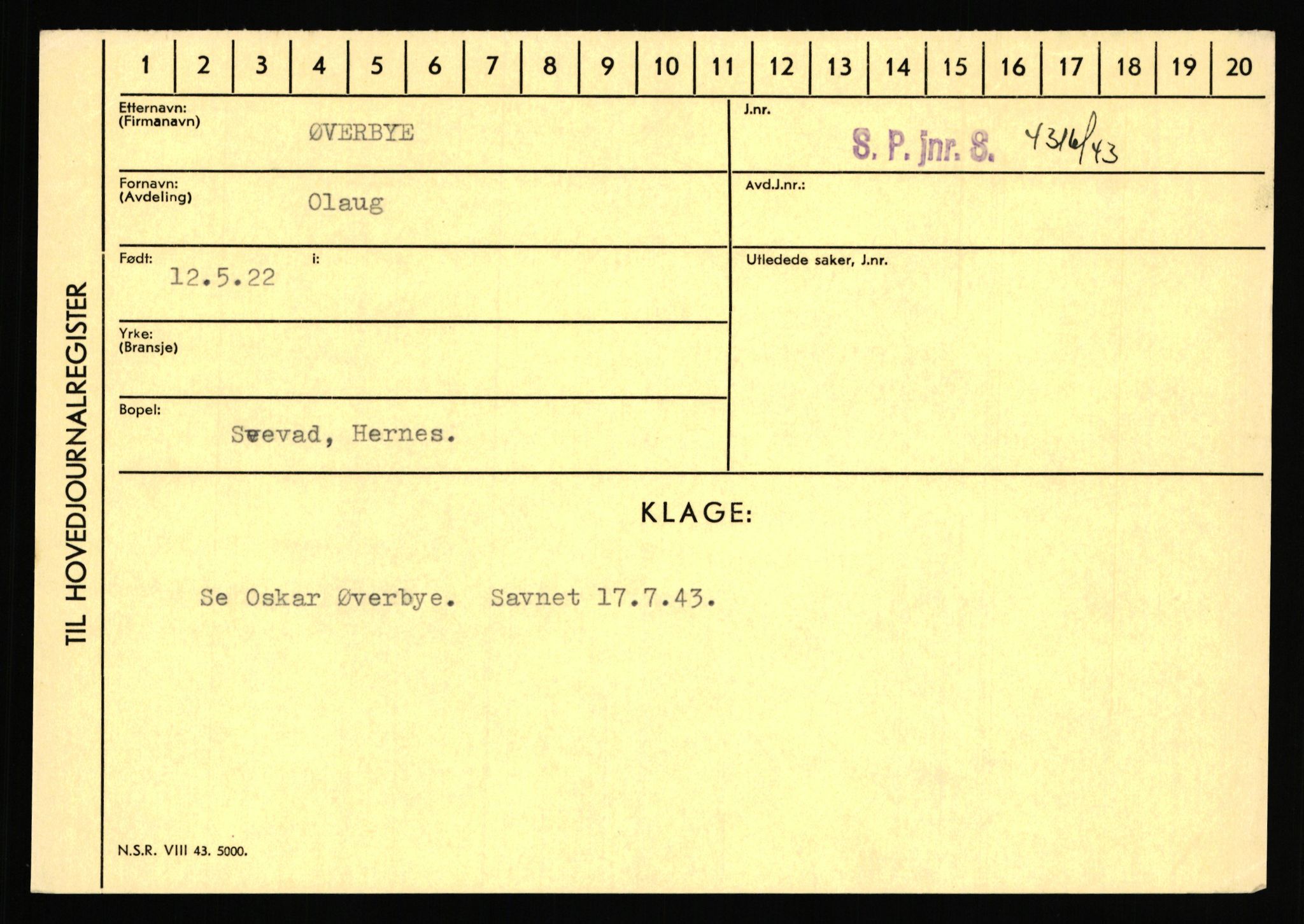 Statspolitiet - Hovedkontoret / Osloavdelingen, AV/RA-S-1329/C/Ca/L0016: Uberg - Øystese, 1943-1945, p. 4046