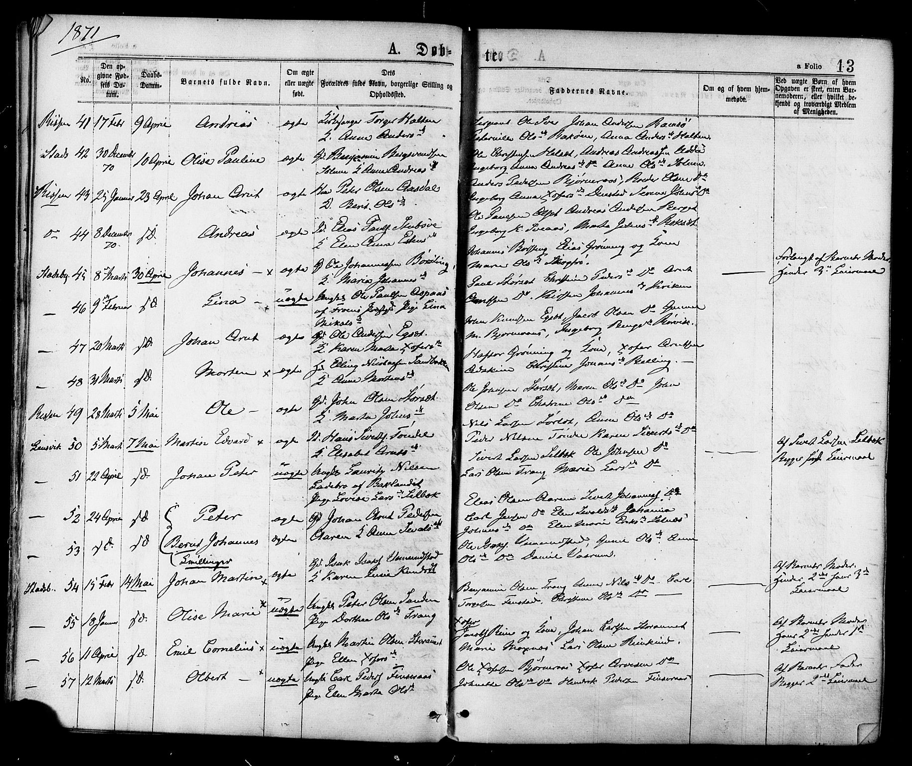 Ministerialprotokoller, klokkerbøker og fødselsregistre - Sør-Trøndelag, SAT/A-1456/646/L0613: Parish register (official) no. 646A11, 1870-1884, p. 13