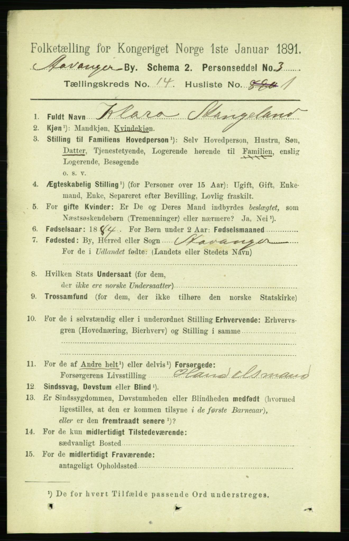 RA, 1891 census for 1103 Stavanger, 1891, p. 16940