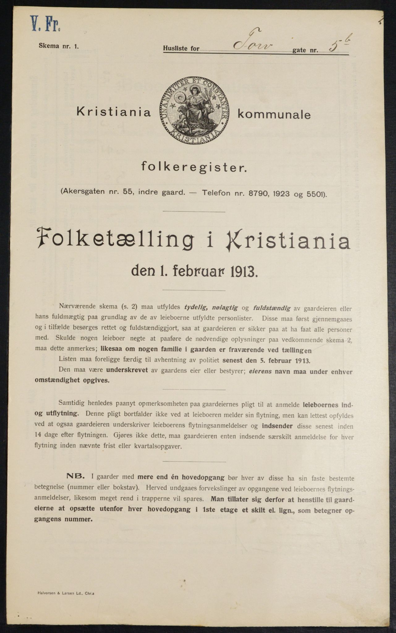OBA, Municipal Census 1913 for Kristiania, 1913, p. 113909