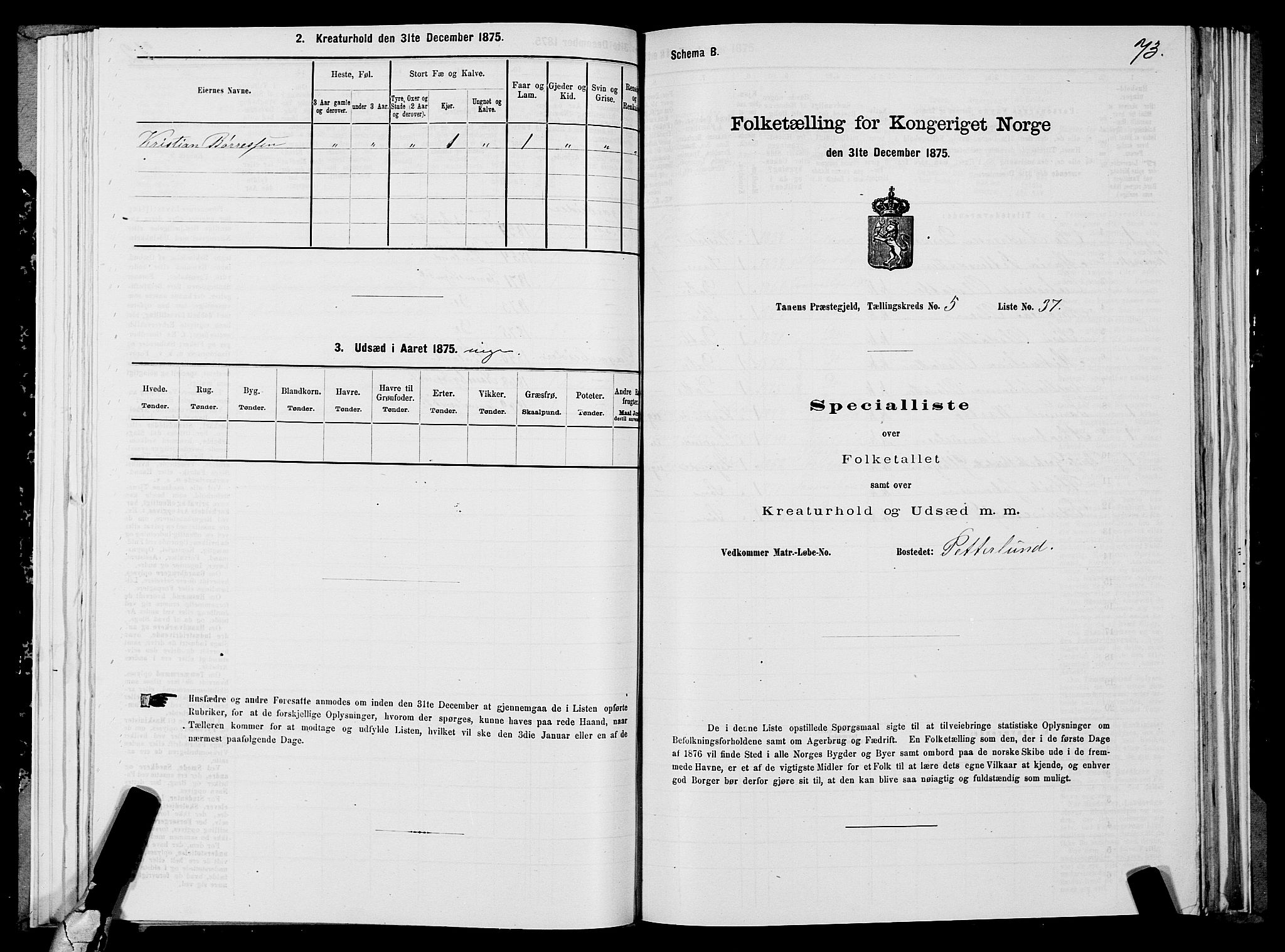 SATØ, 1875 census for 2025P Tana, 1875, p. 2073