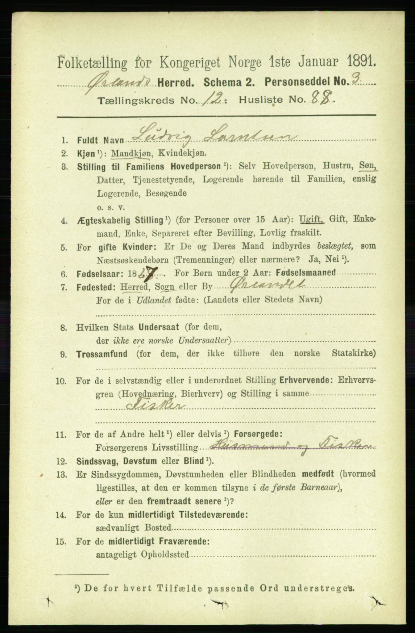 RA, 1891 census for 1621 Ørland, 1891, p. 5812