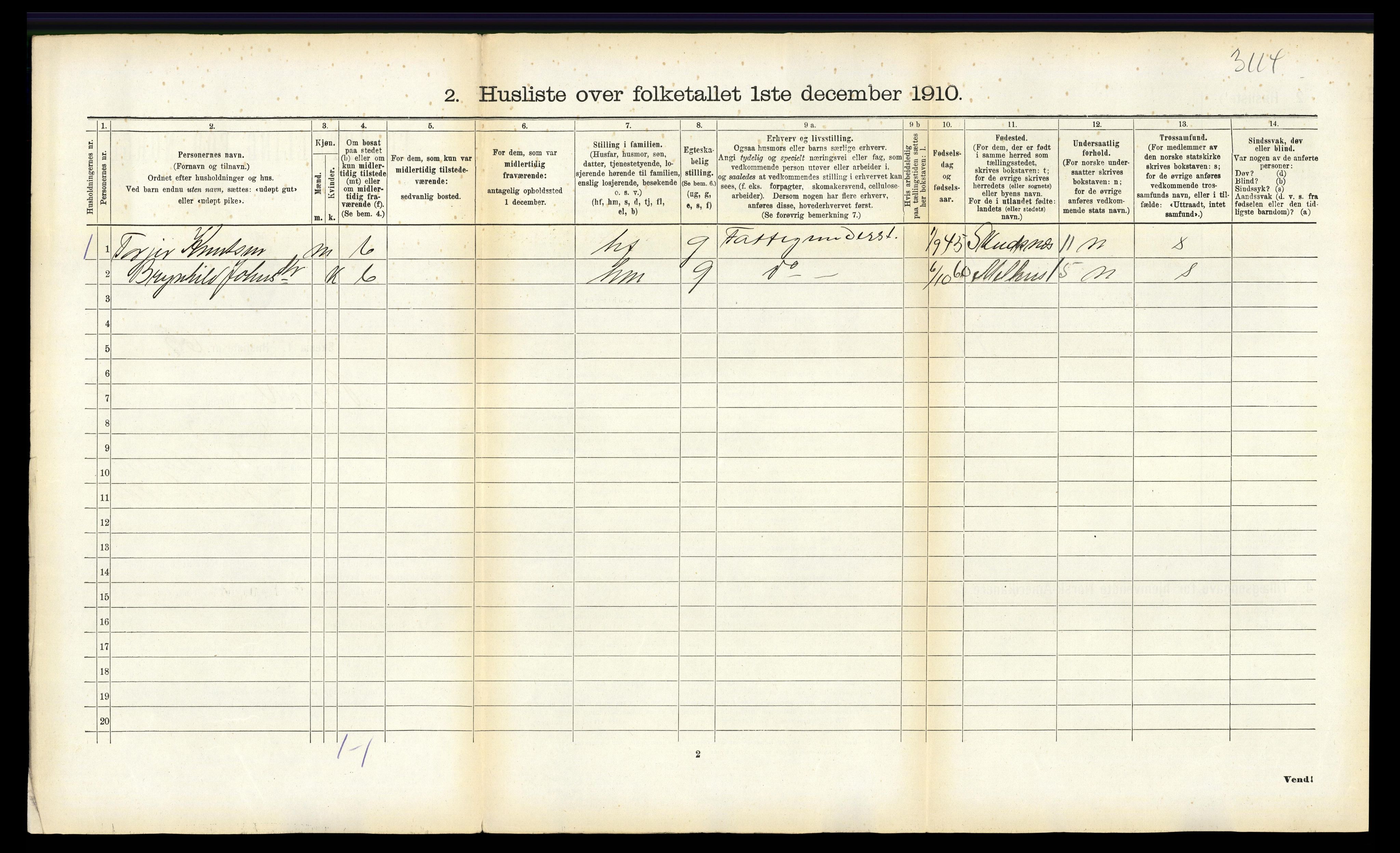 RA, 1910 census for Bø, 1910, p. 304