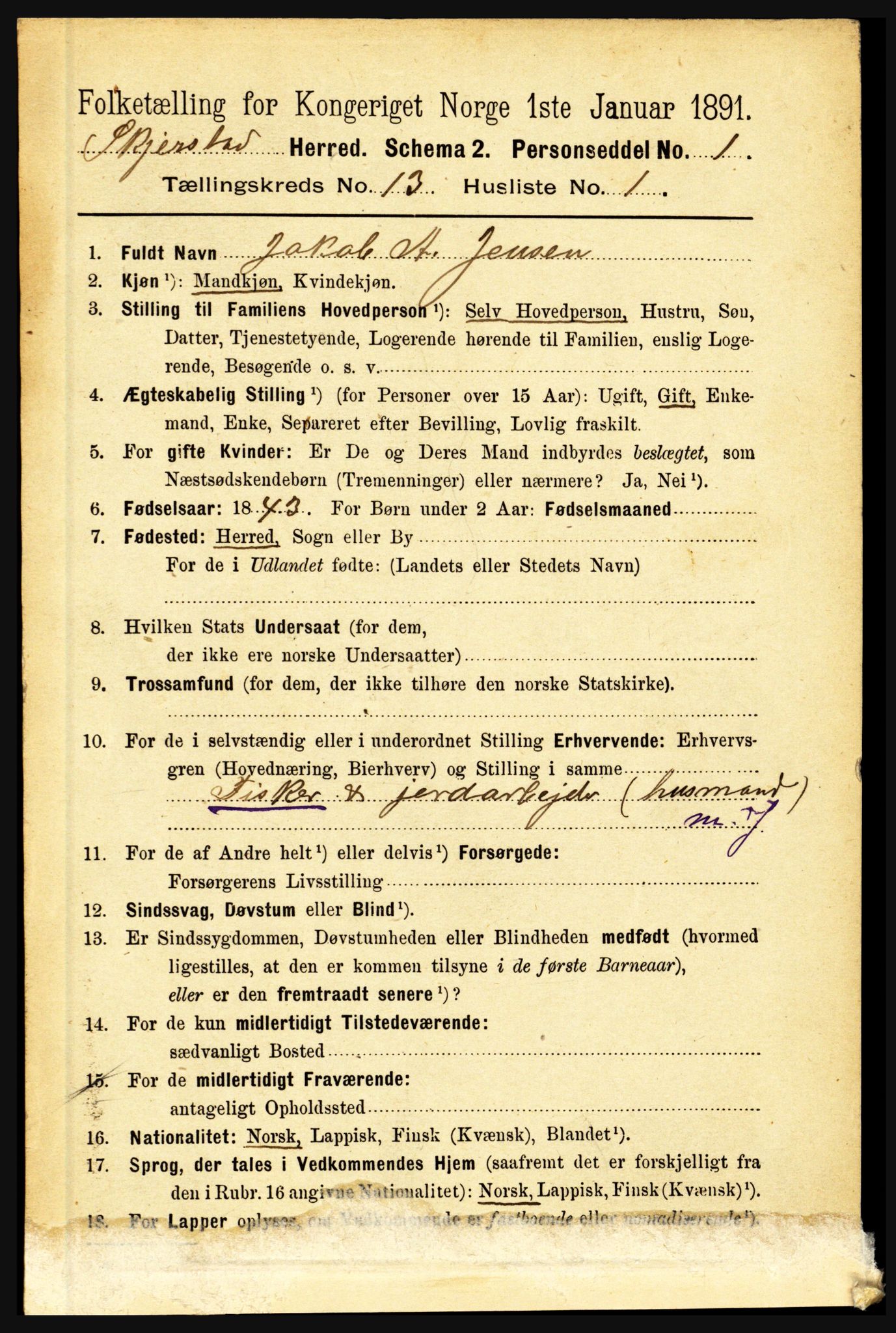 RA, 1891 census for 1842 Skjerstad, 1891, p. 4403