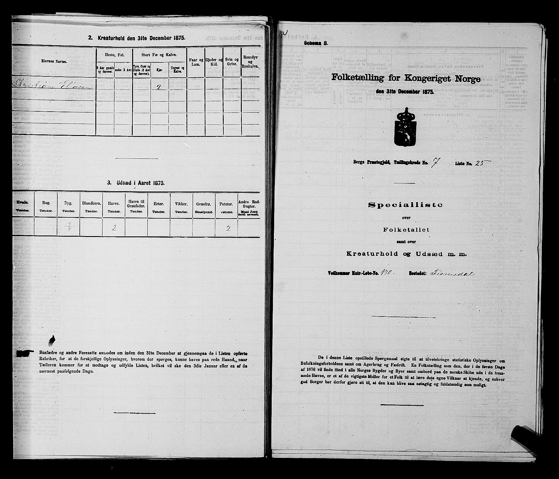 RA, 1875 census for 0116P Berg, 1875, p. 1149