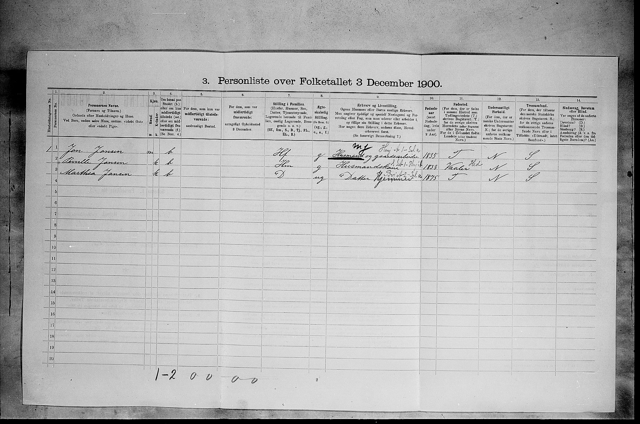 SAH, 1900 census for Elverum, 1900, p. 401