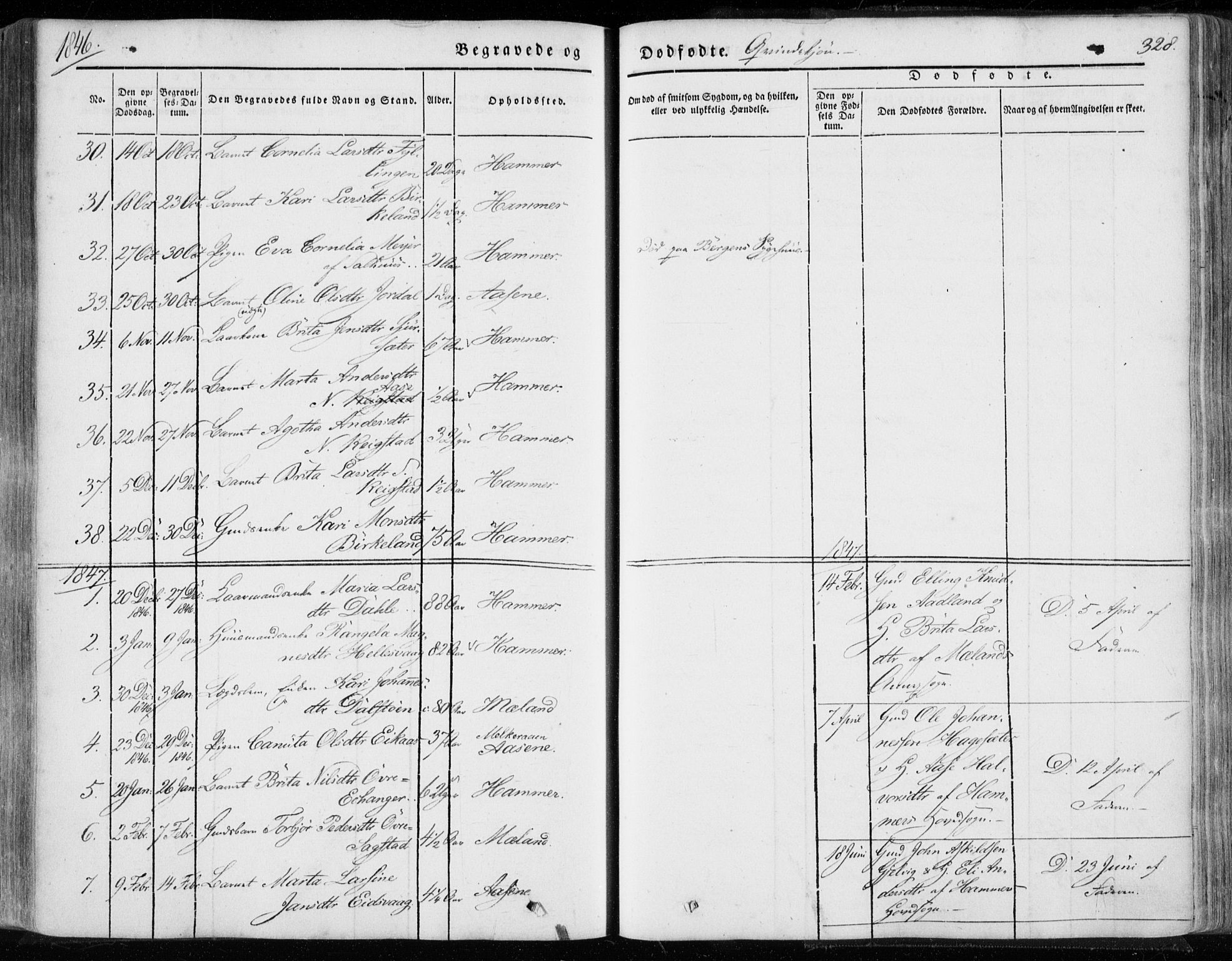 Hamre sokneprestembete, SAB/A-75501/H/Ha/Haa/Haaa/L0013: Parish register (official) no. A 13, 1846-1857, p. 328