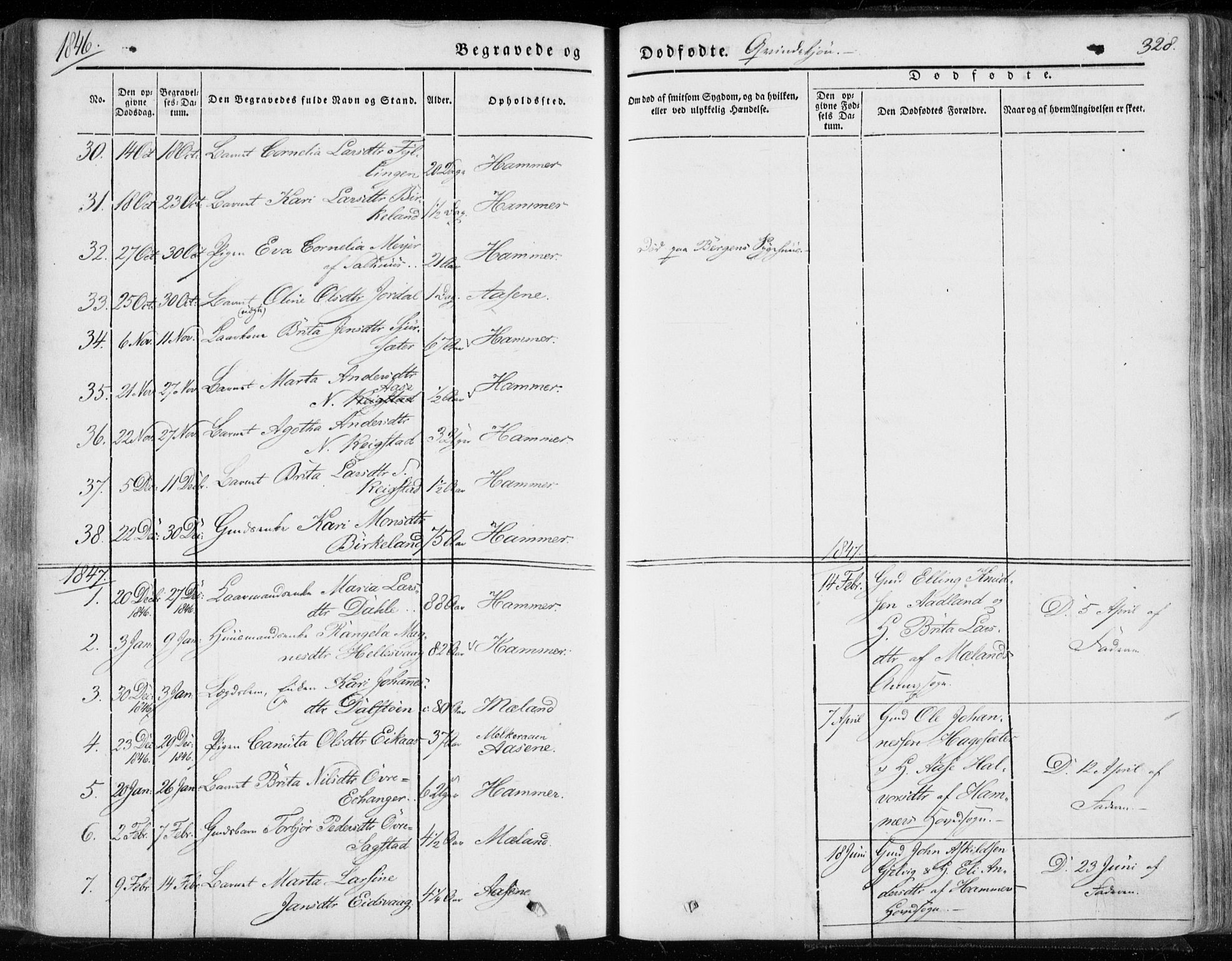 Hamre sokneprestembete, AV/SAB-A-75501/H/Ha/Haa/Haaa/L0013: Parish register (official) no. A 13, 1846-1857, p. 328