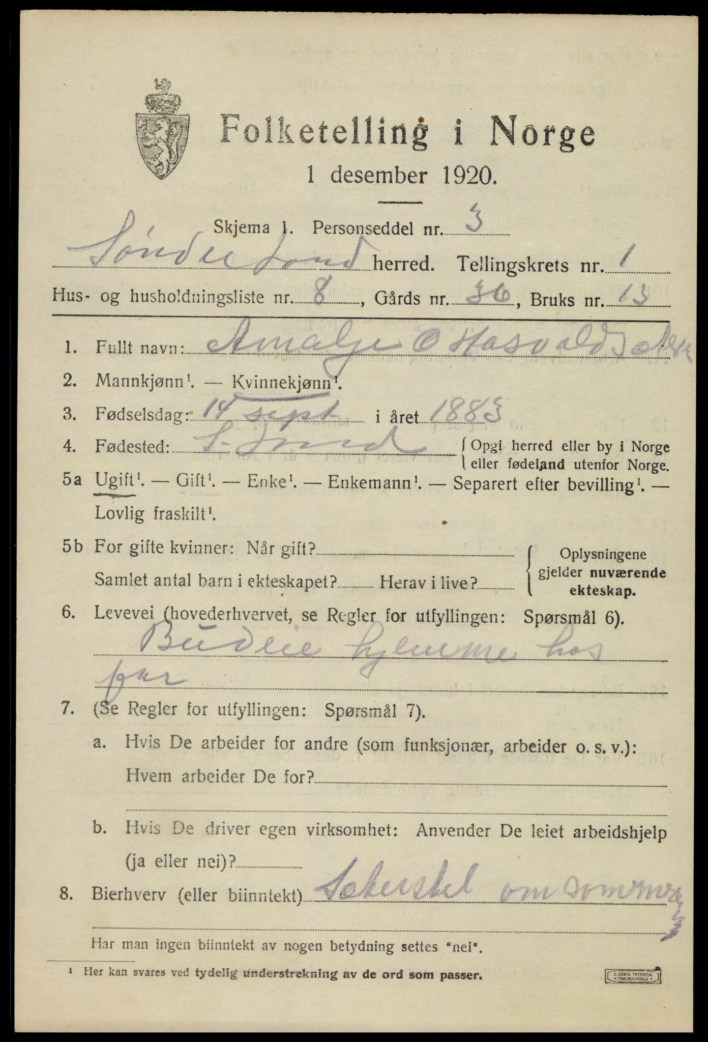 SAH, 1920 census for Søndre Land, 1920, p. 1333