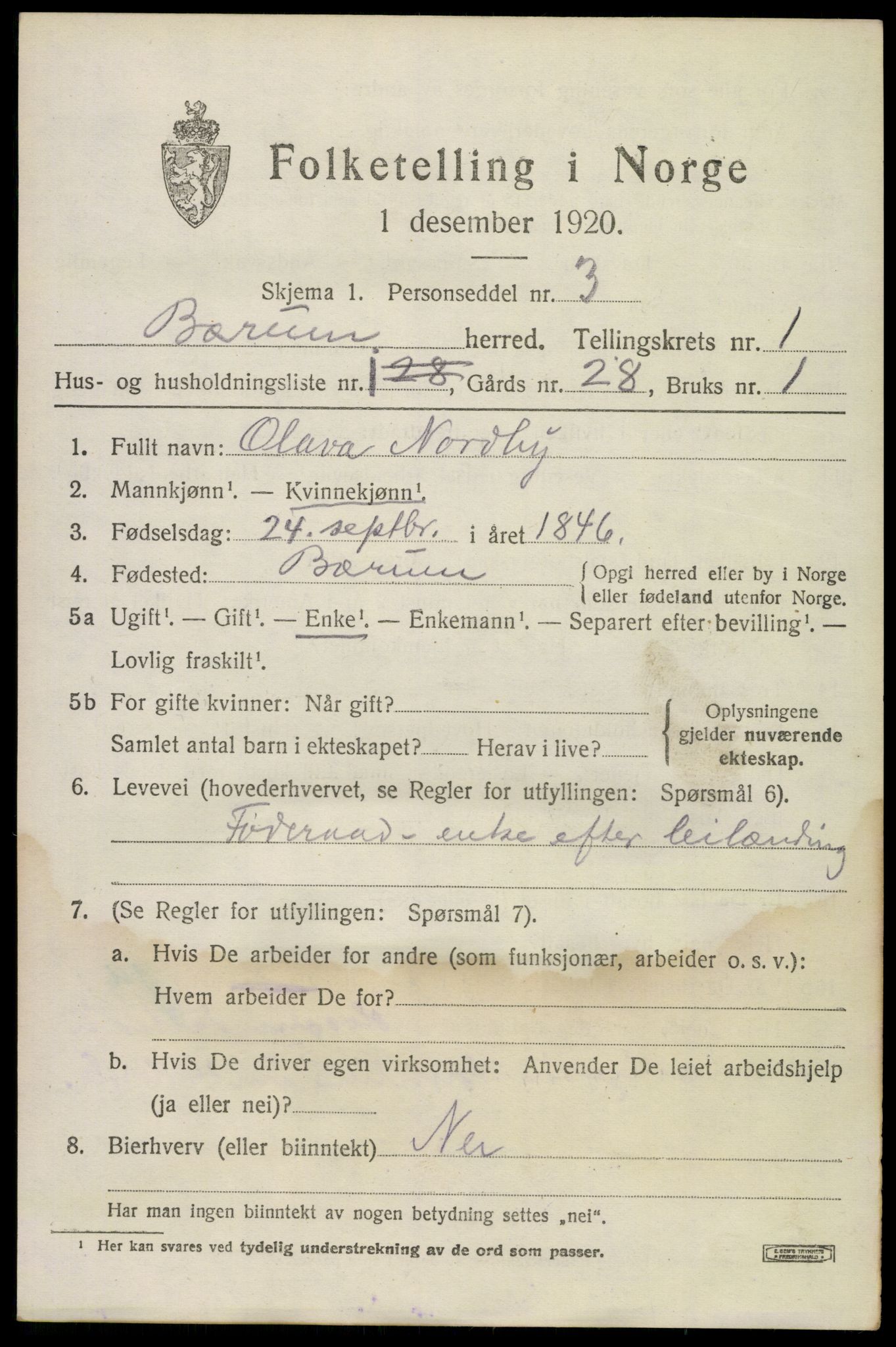 SAO, 1920 census for Bærum, 1920, p. 42382