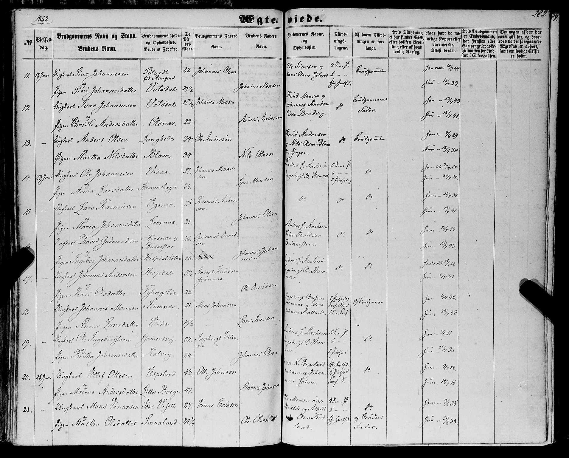 Haus sokneprestembete, AV/SAB-A-75601/H/Haa: Parish register (official) no. A 17, 1858-1870, p. 282