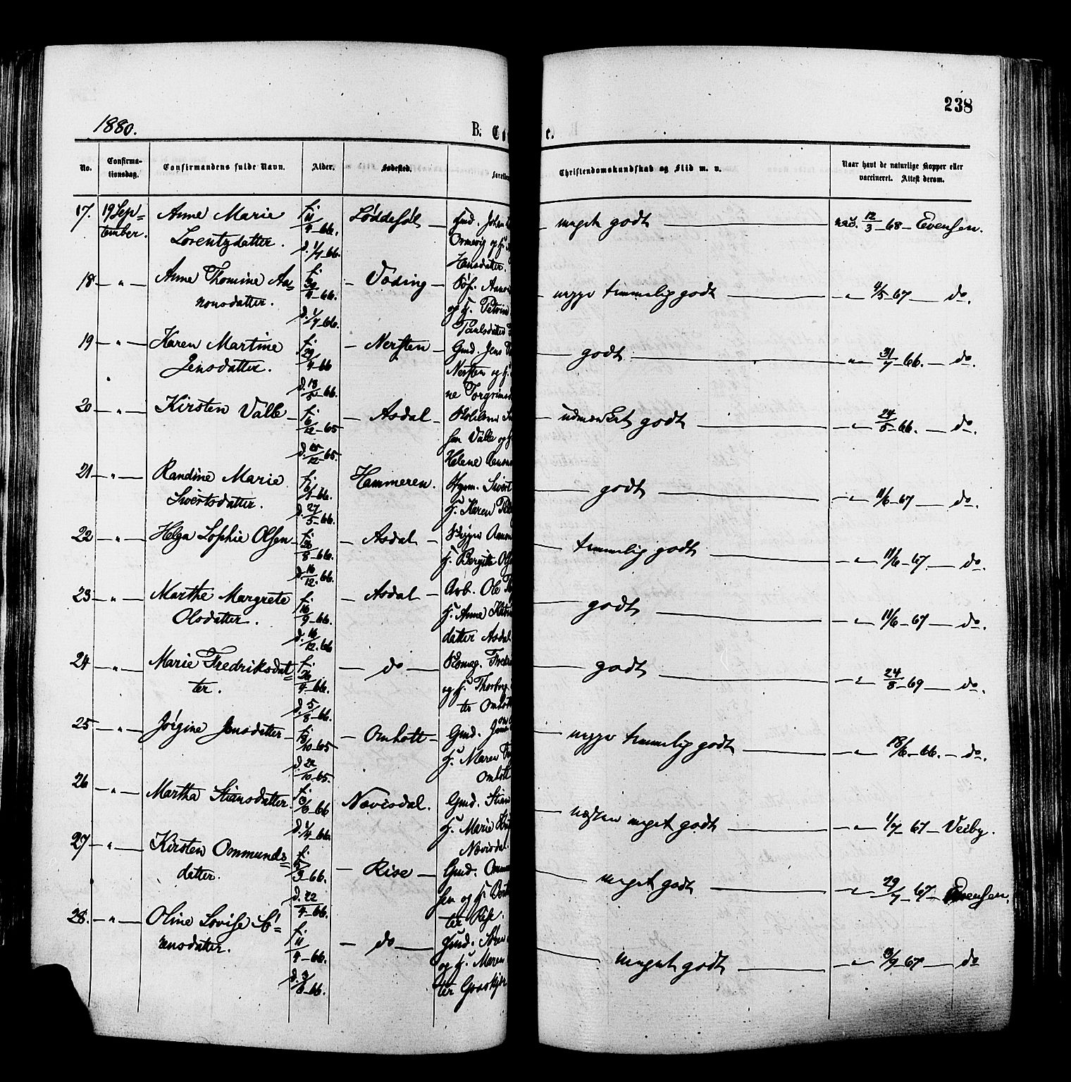 Øyestad sokneprestkontor, AV/SAK-1111-0049/F/Fa/L0016: Parish register (official) no. A 16, 1874-1886, p. 238