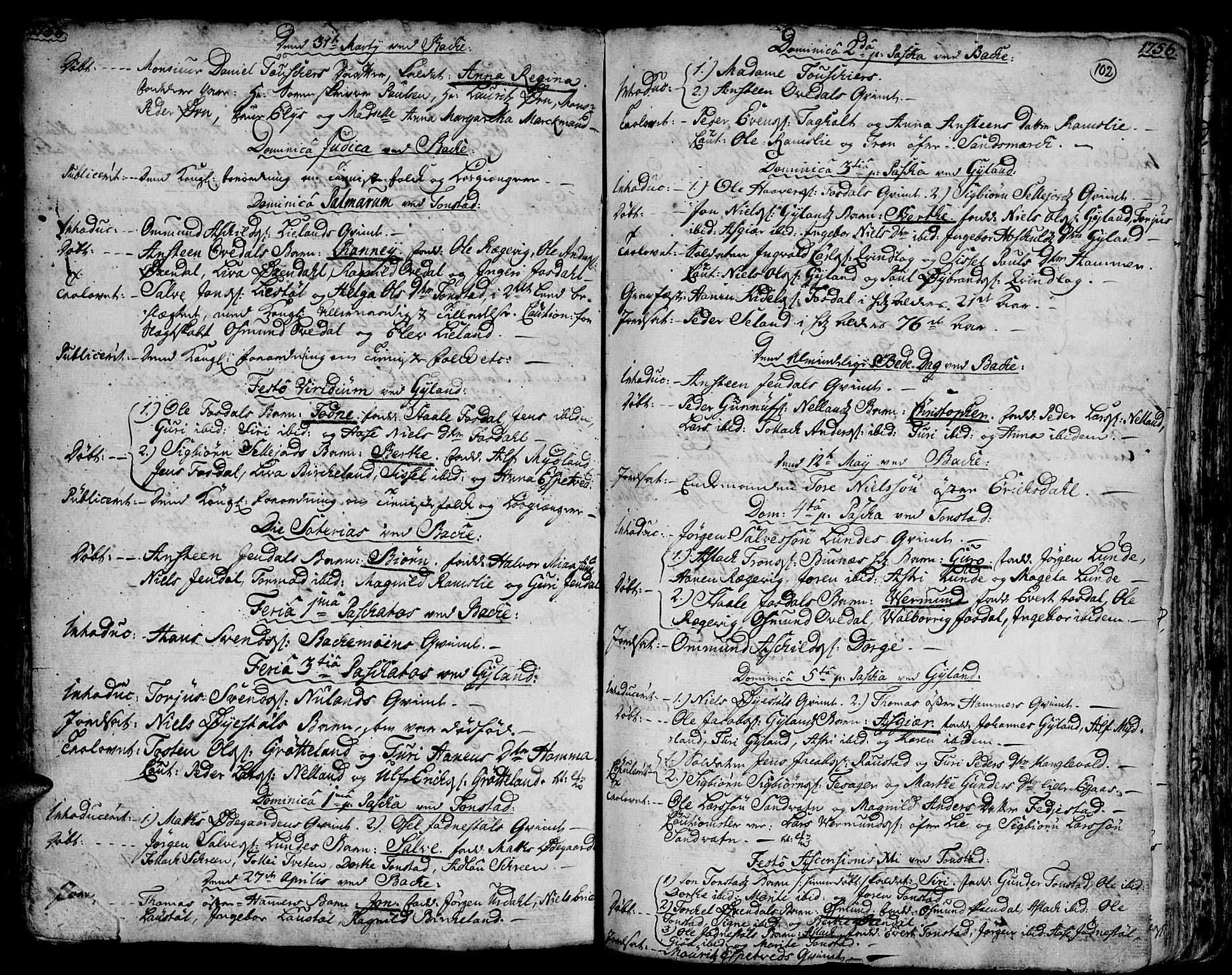 Bakke sokneprestkontor, AV/SAK-1111-0002/F/Fa/Faa/L0001: Parish register (official) no. A 1, 1741-1780, p. 102