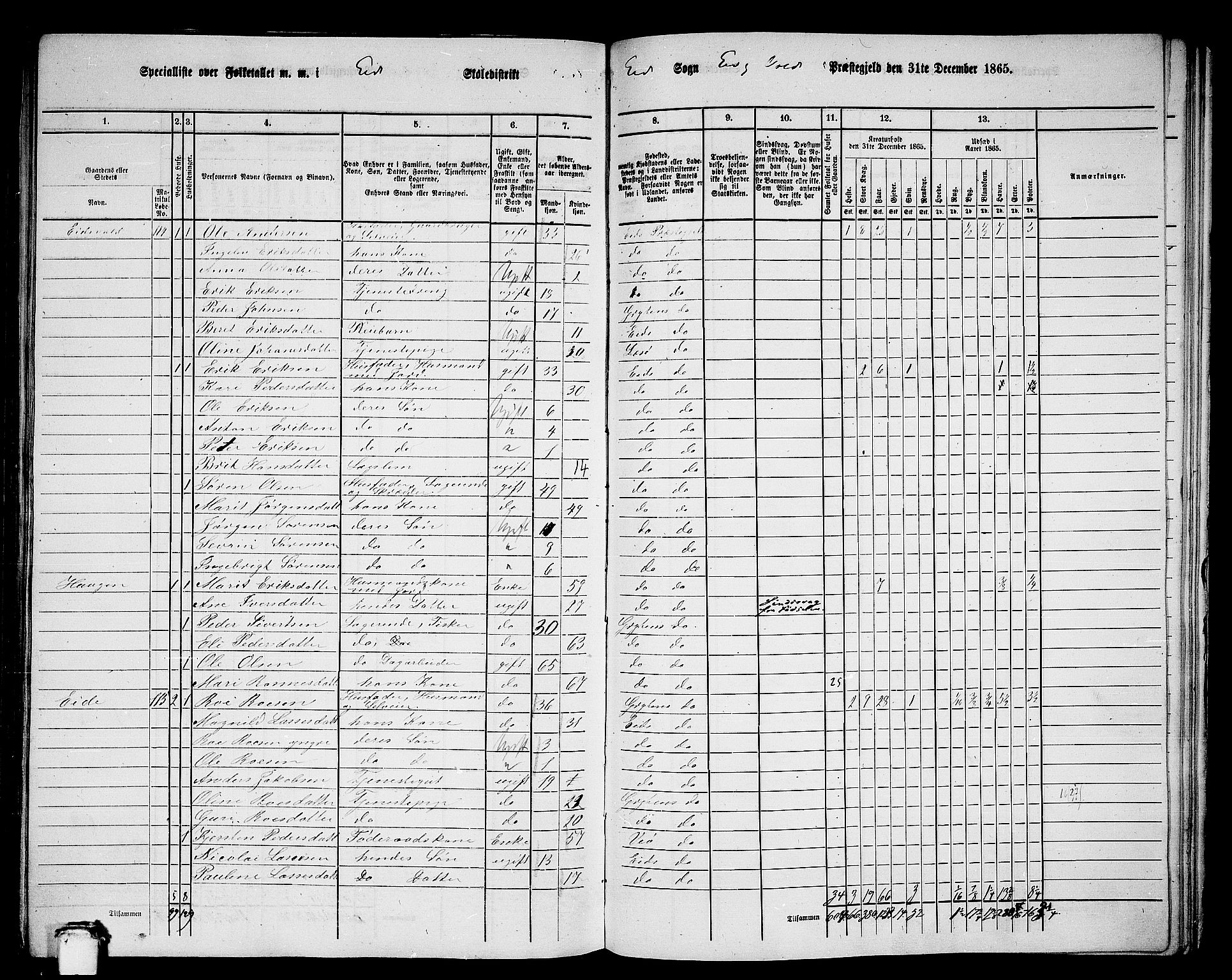 RA, 1865 census for Eid og Vold, 1865, p. 26