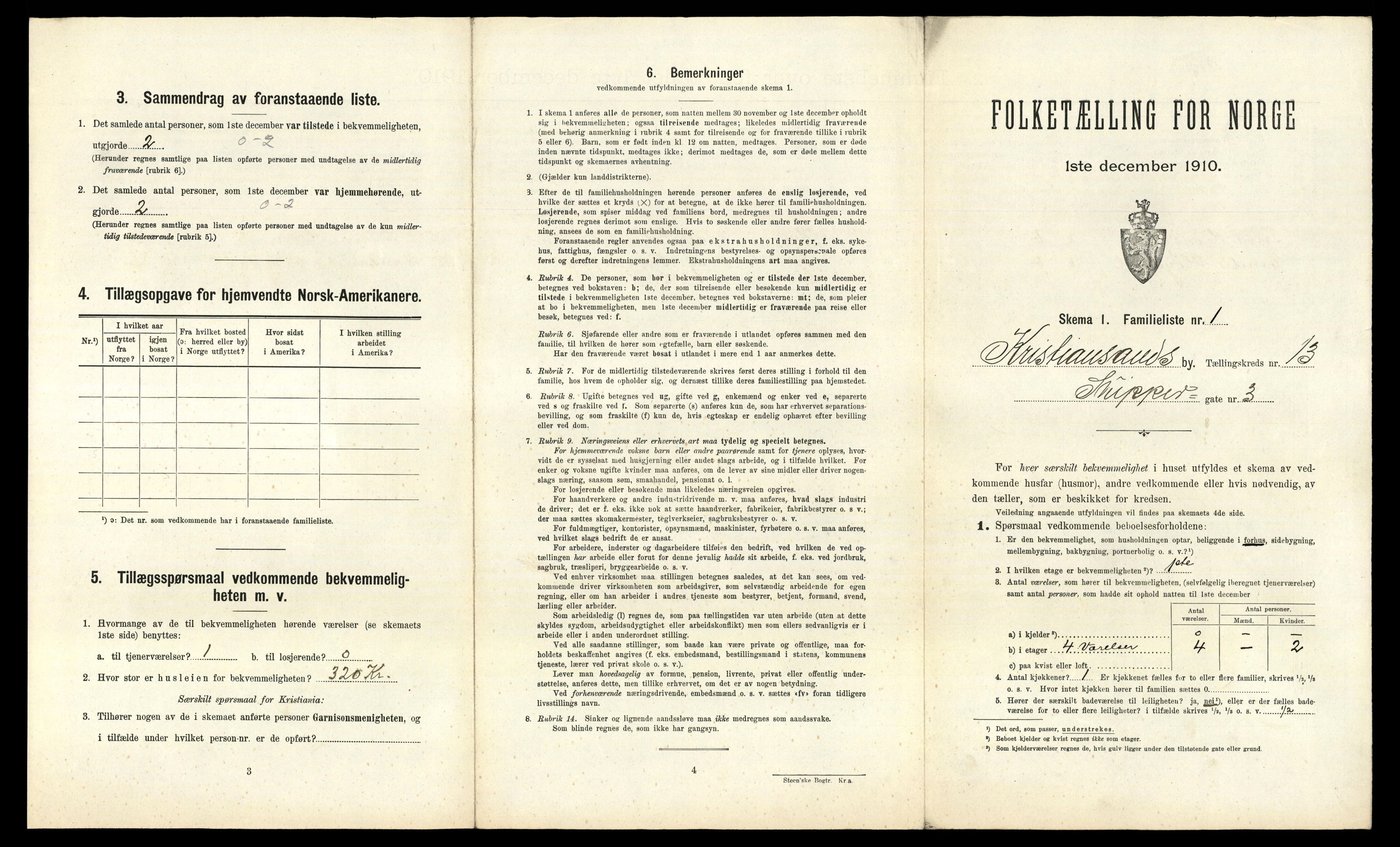 RA, 1910 census for Kristiansand, 1910, p. 3092