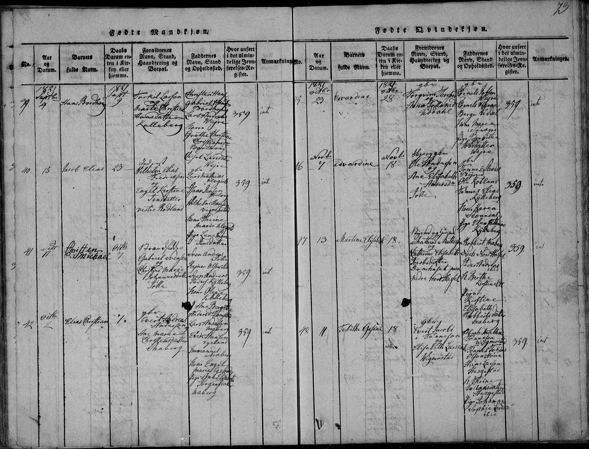 Lista sokneprestkontor, AV/SAK-1111-0027/F/Fa/L0007: Parish register (official) no. A 7, 1816-1823, p. 73